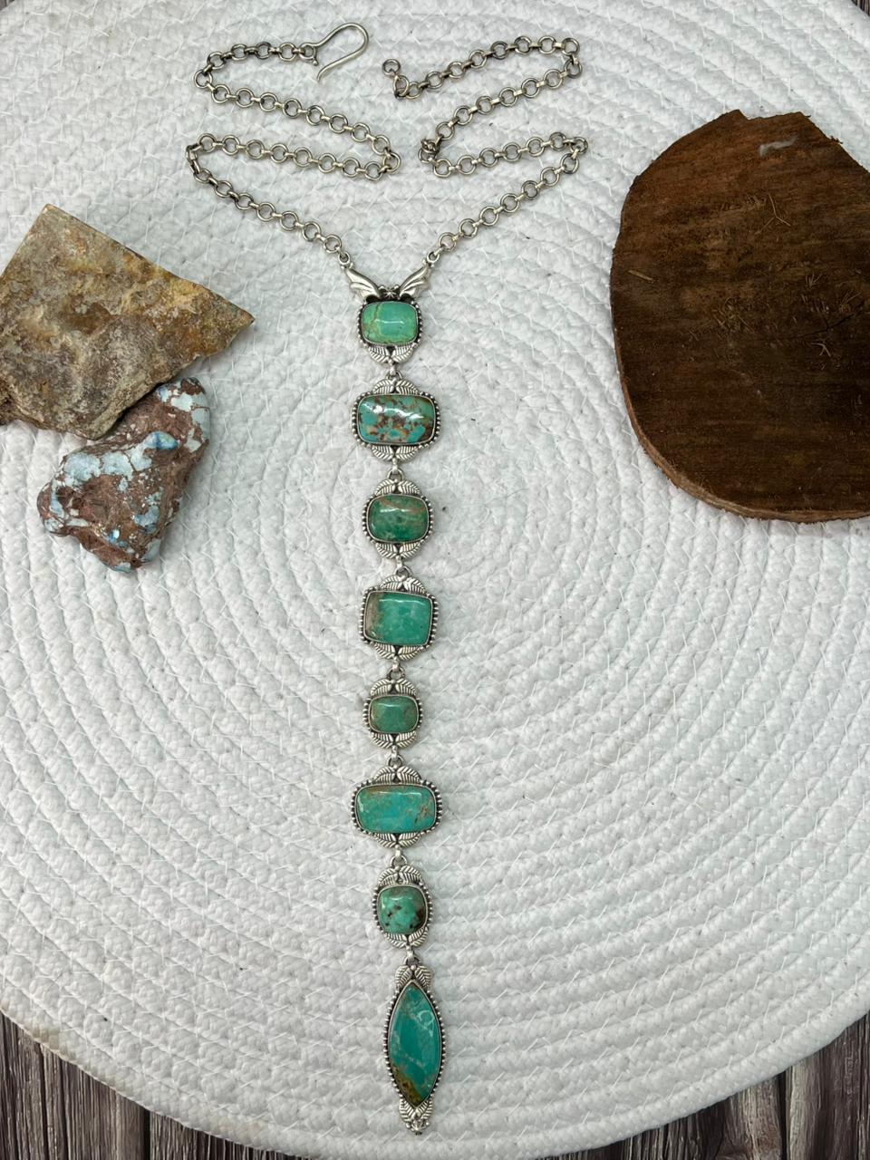 Handmade Sterling Silver Mantis Turquoise Necklace "Signed Nizhoni"