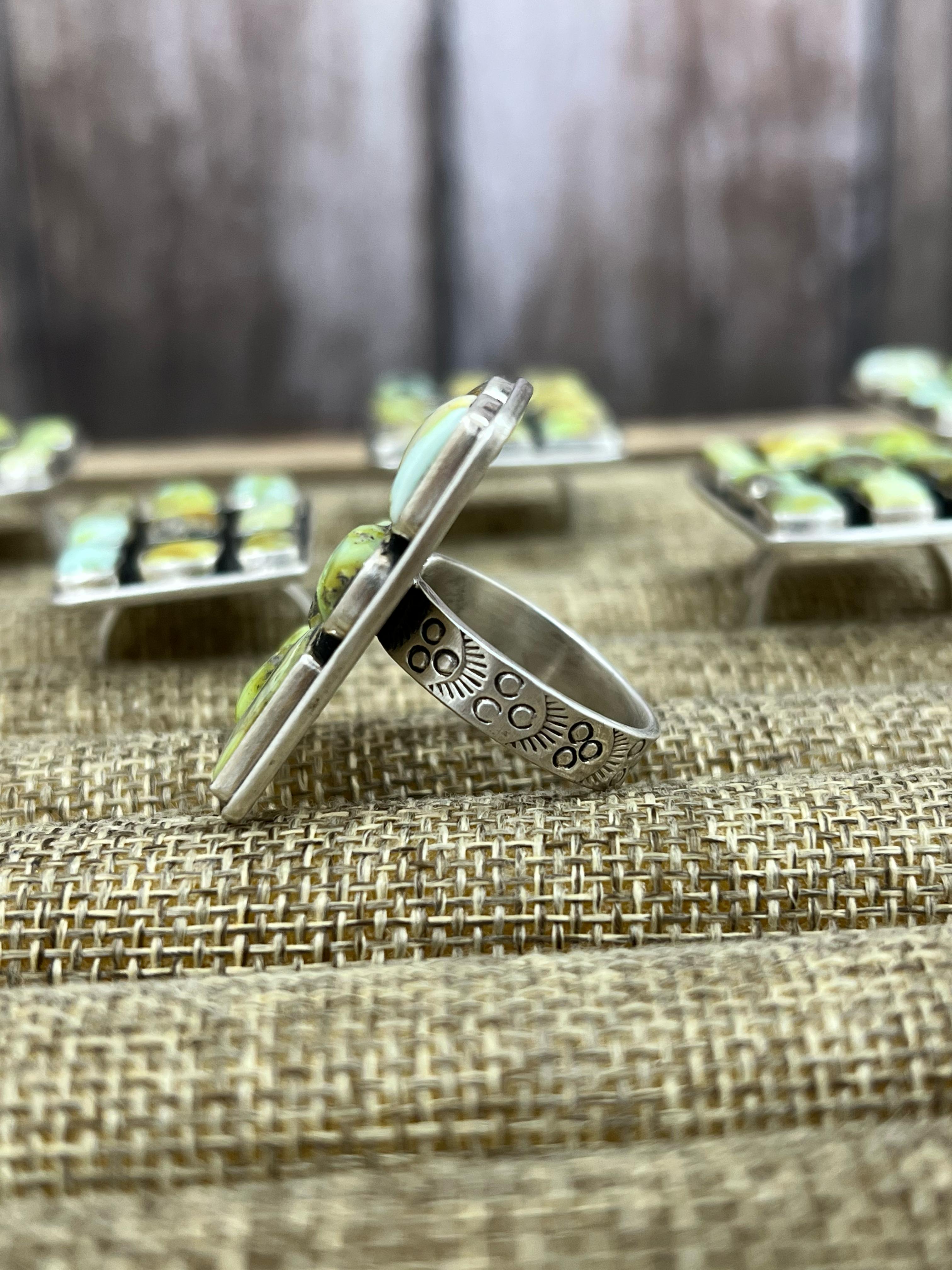 Handmade Sterling Silver Palomino Turquoise Adjustable Ring, Signed Nizhoni