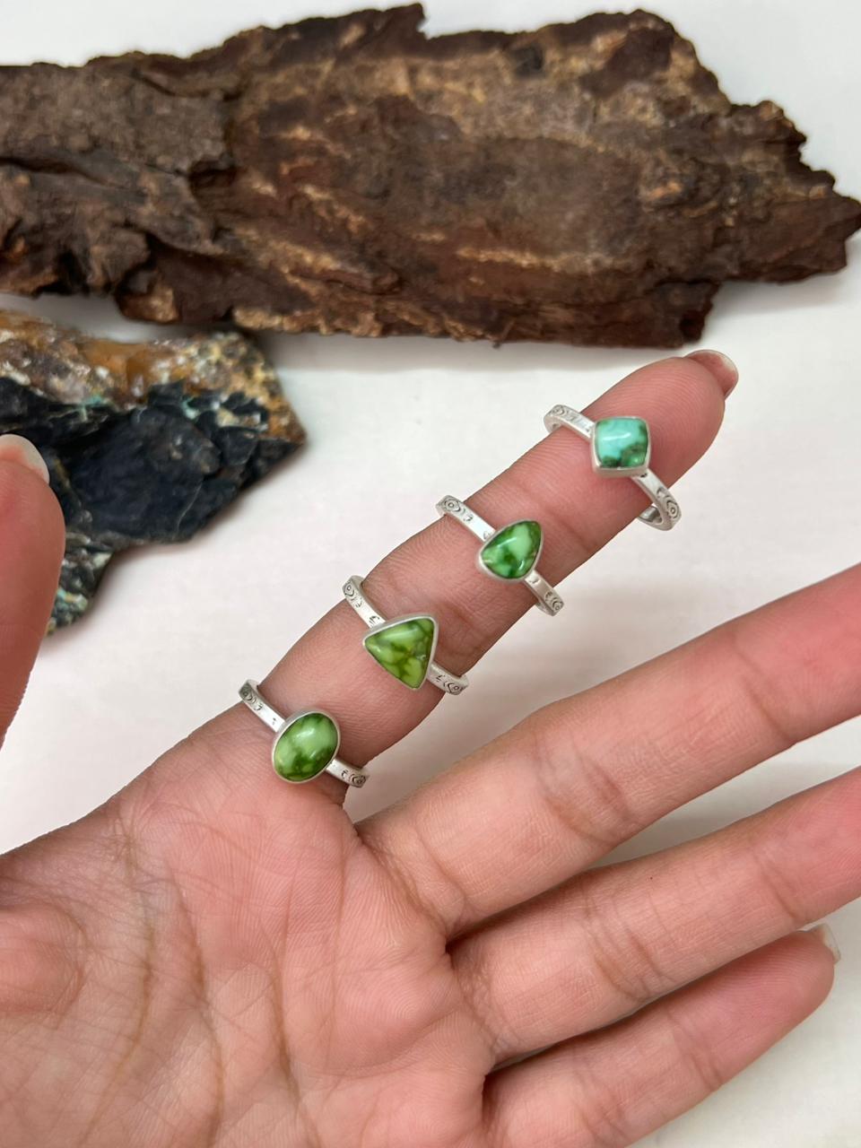 Handmade Sterling Silver Sonoran Mountain Turquoise Adjustable Ring "Signed Nizhoni"