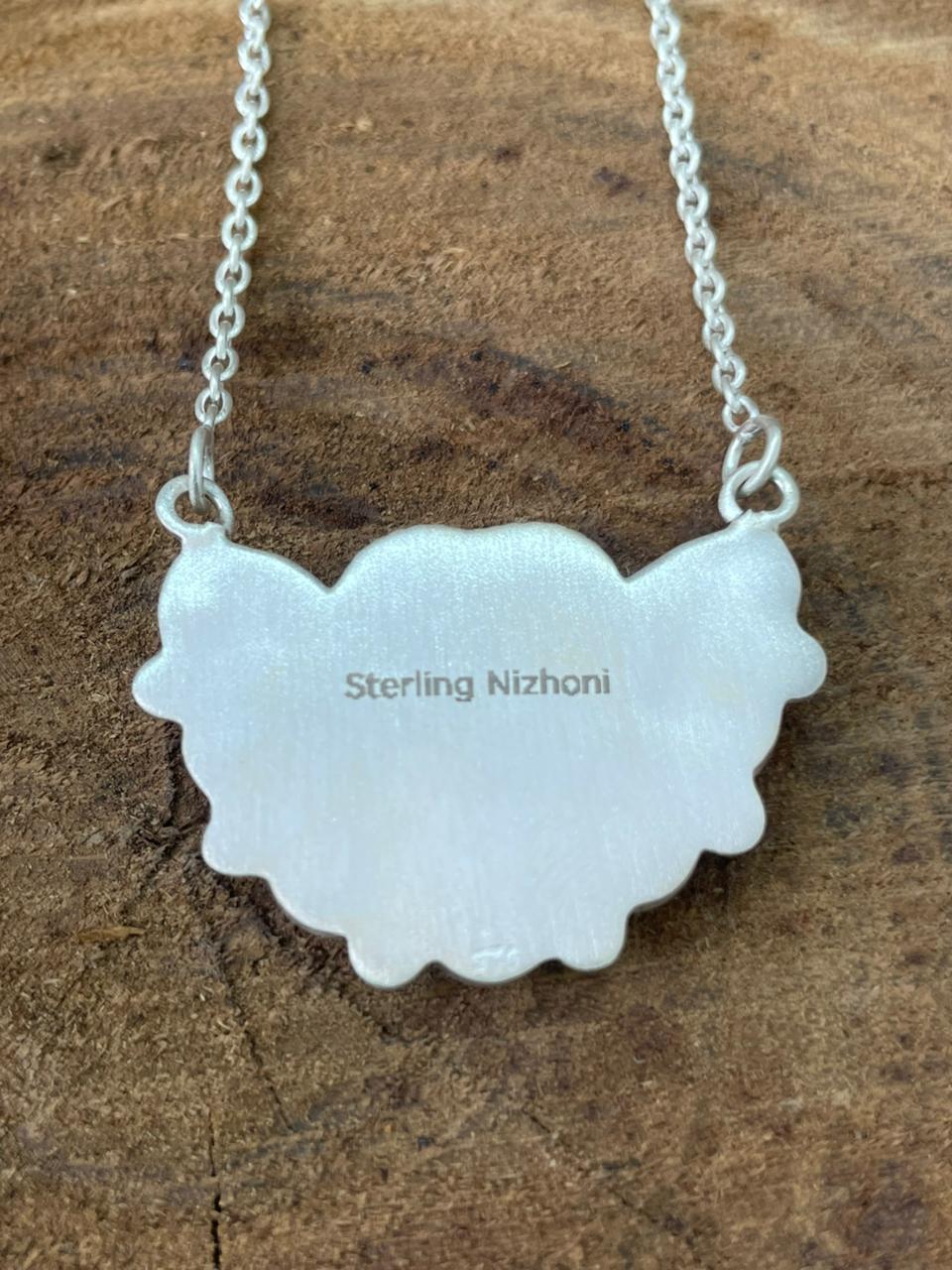 Handmade Sterling Silver Kingman with Hot Pink Necklace "Signed Nizhoni"