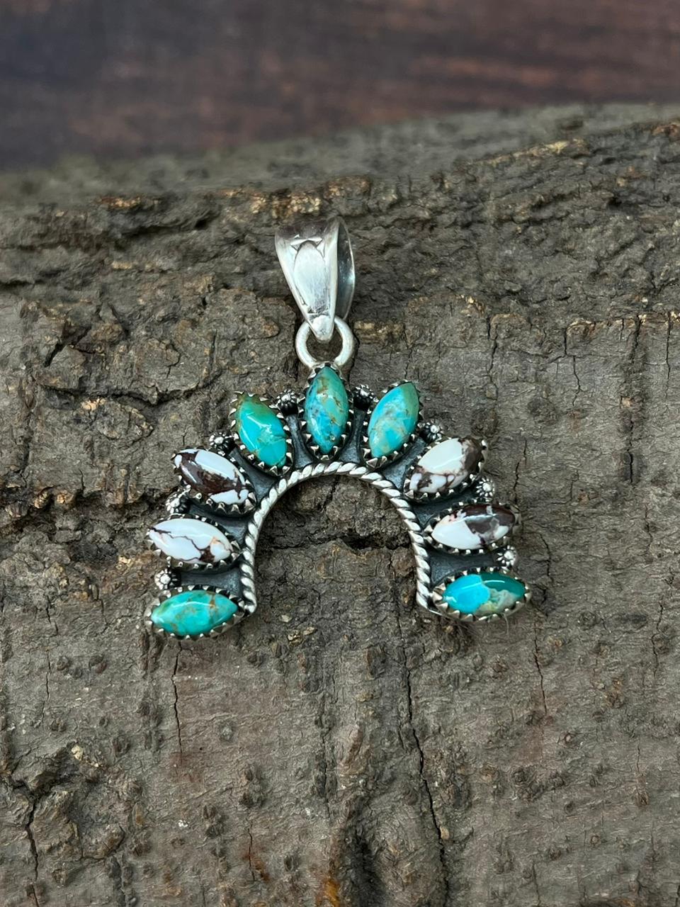 Handmade Sterling Silver Kingman with Wildhorse Pendant "Signed Nizhoni"