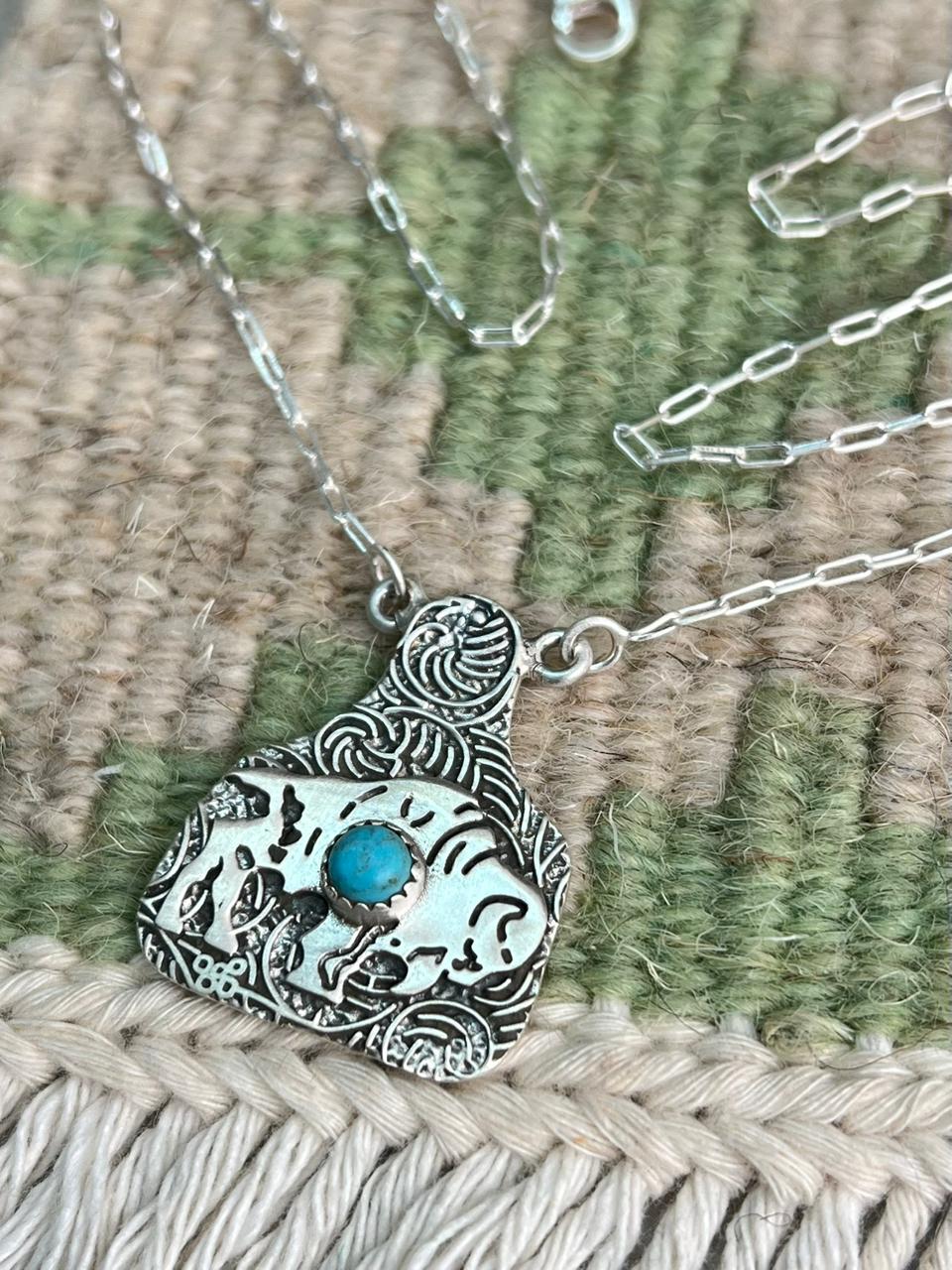 Handmade Sterling Silver Kingman Turquoise Necklace "Signed Nizhoni"