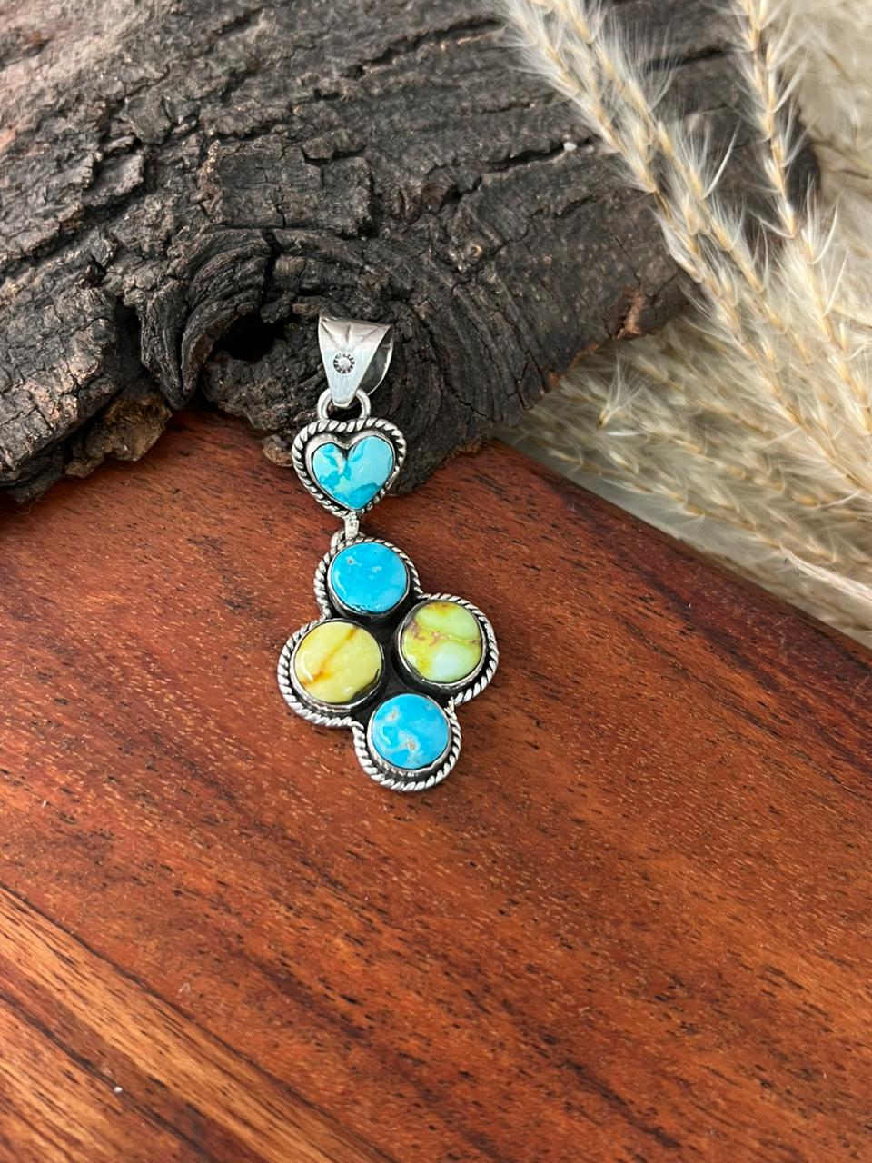 Handmade Sterling Silver Sierra Bella with Palomino Turquoise Collection: Pendant "Signed Nizhoni"