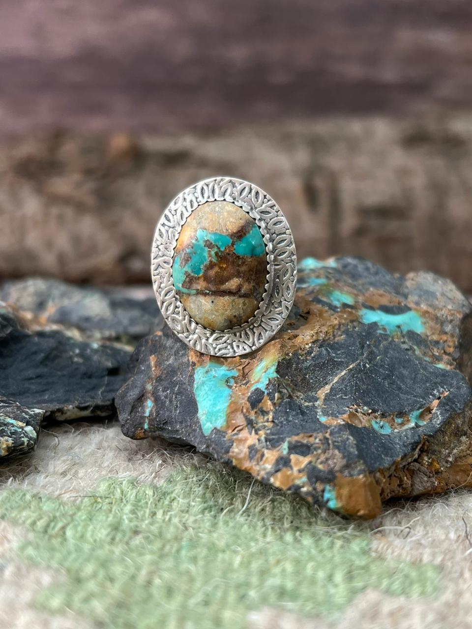 Handmade Sterling Silver Royston Ribbon Adjustable Ring "Signed Nizhoni" (6)