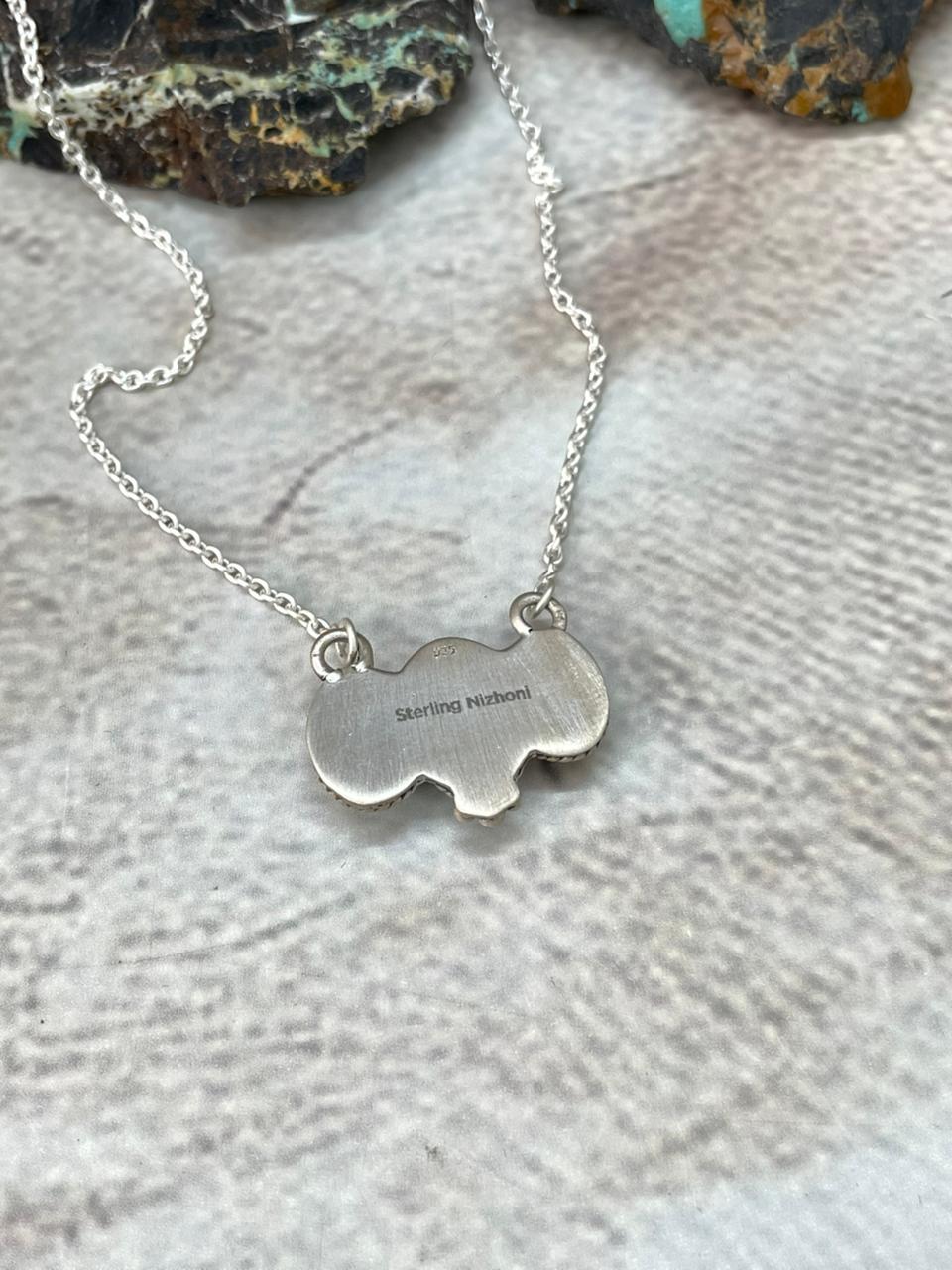 Handmade Sterling Silver Palomino Turquoise Necklace "Signed Nizhoni"