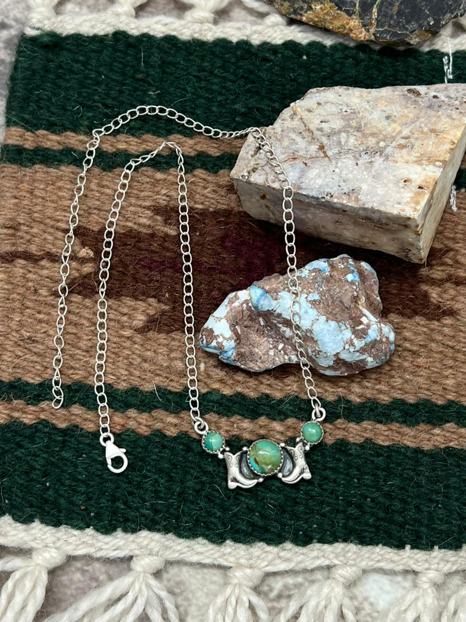 Handmade Sterling Silver Kingman Turquoise Necklace "Signed Nizhoni" (7)