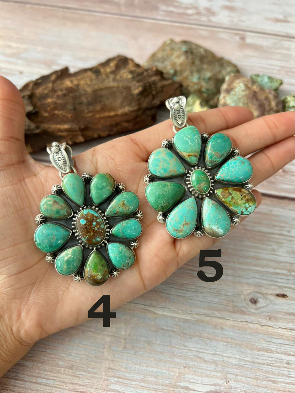 Handmade Sterling Silver Mantis Turquoise Pendant with Signed Nizhoni