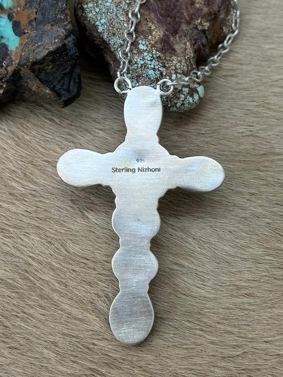 Handmade Sterling Silver Arizona Blue Turquoise Necklace "Signed Nizhoni"