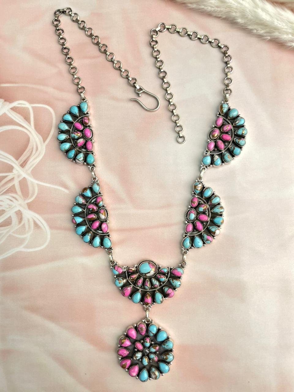 Handmade Sterling Silver Cotton Candy Necklace "Signed Nizhoni"