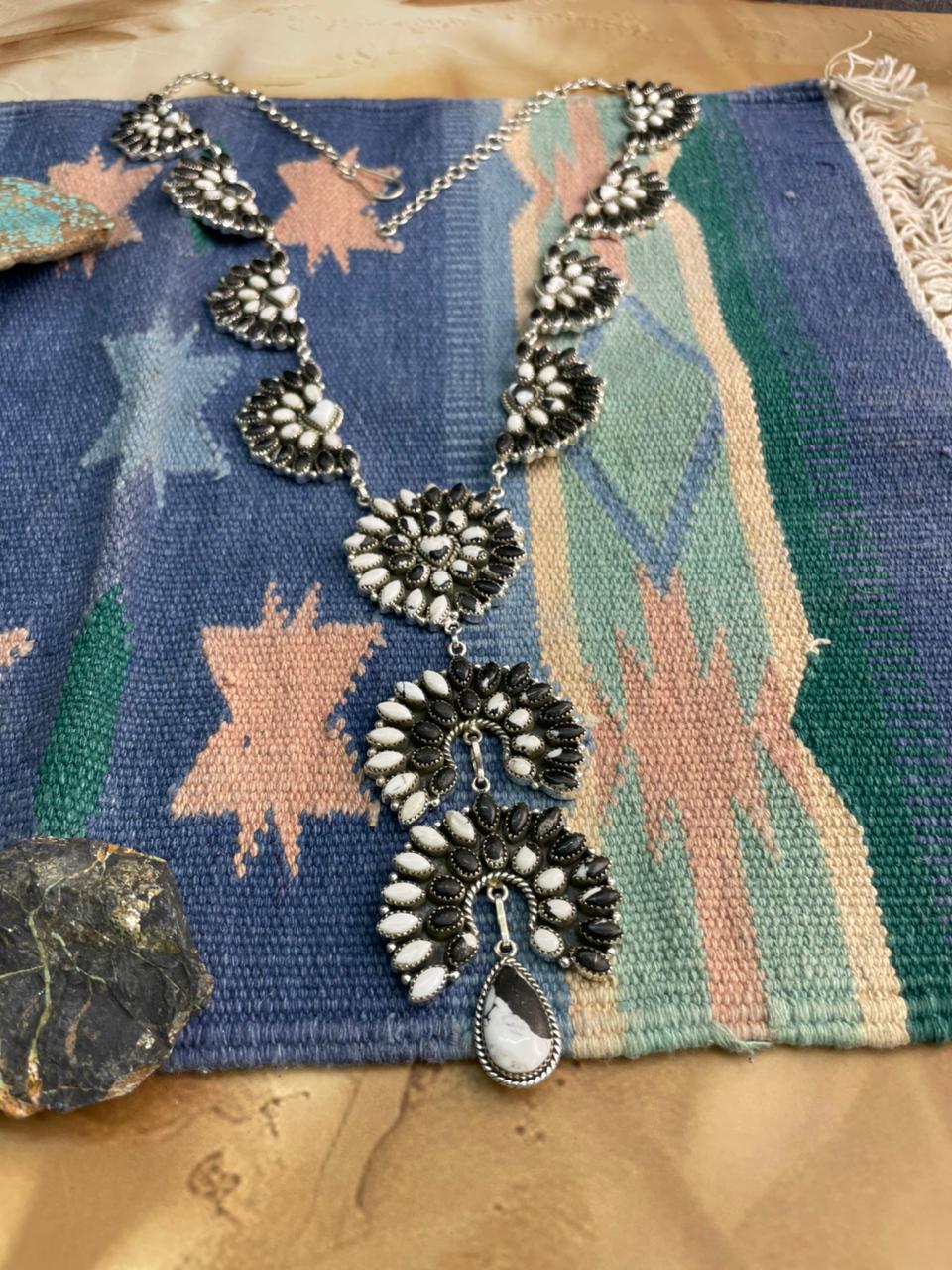 Handmade Sterling Silver White Buffalo Necklace "Signed Nizhoni"