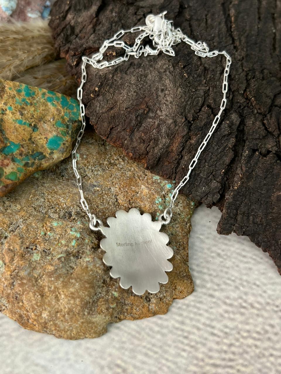 Handmade Sterling Silver Sunface Necklace "Signed Nizhoni"