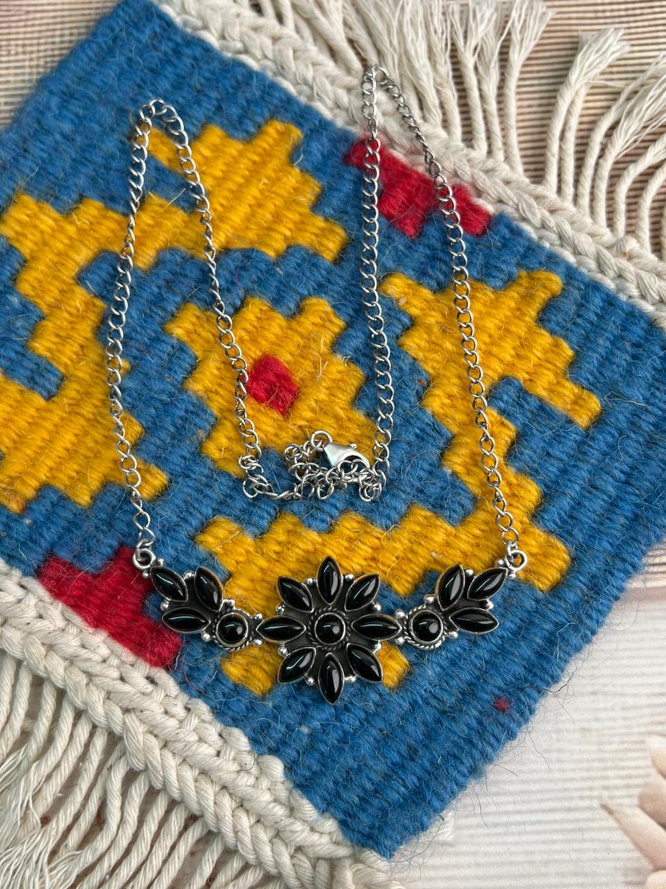 Handmade Sterling Silver Black Onyx Necklace "Signed Nizhoni"