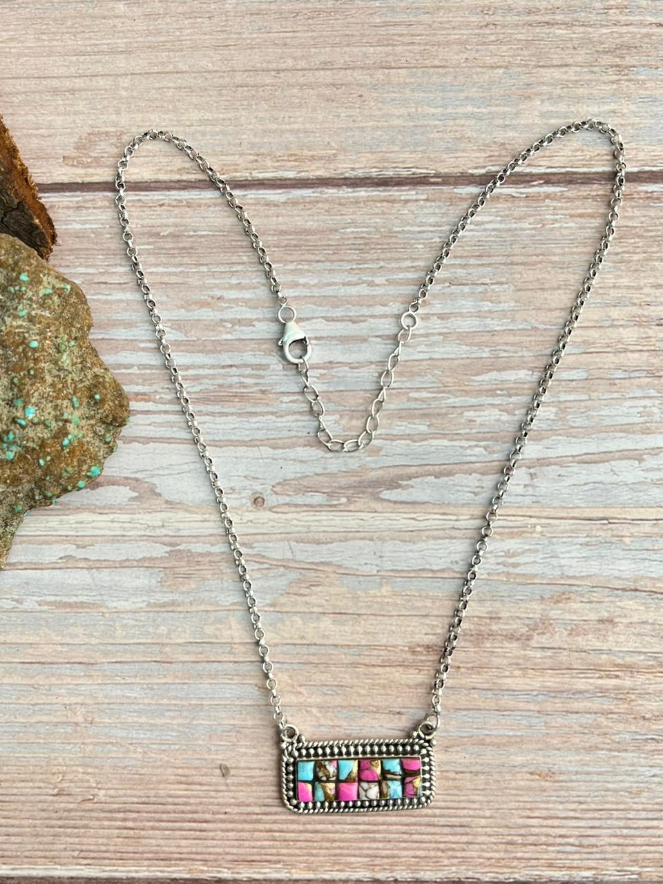 Handmade Sterling Silver Cotton Candy Necklace "Signed Nizhoni"