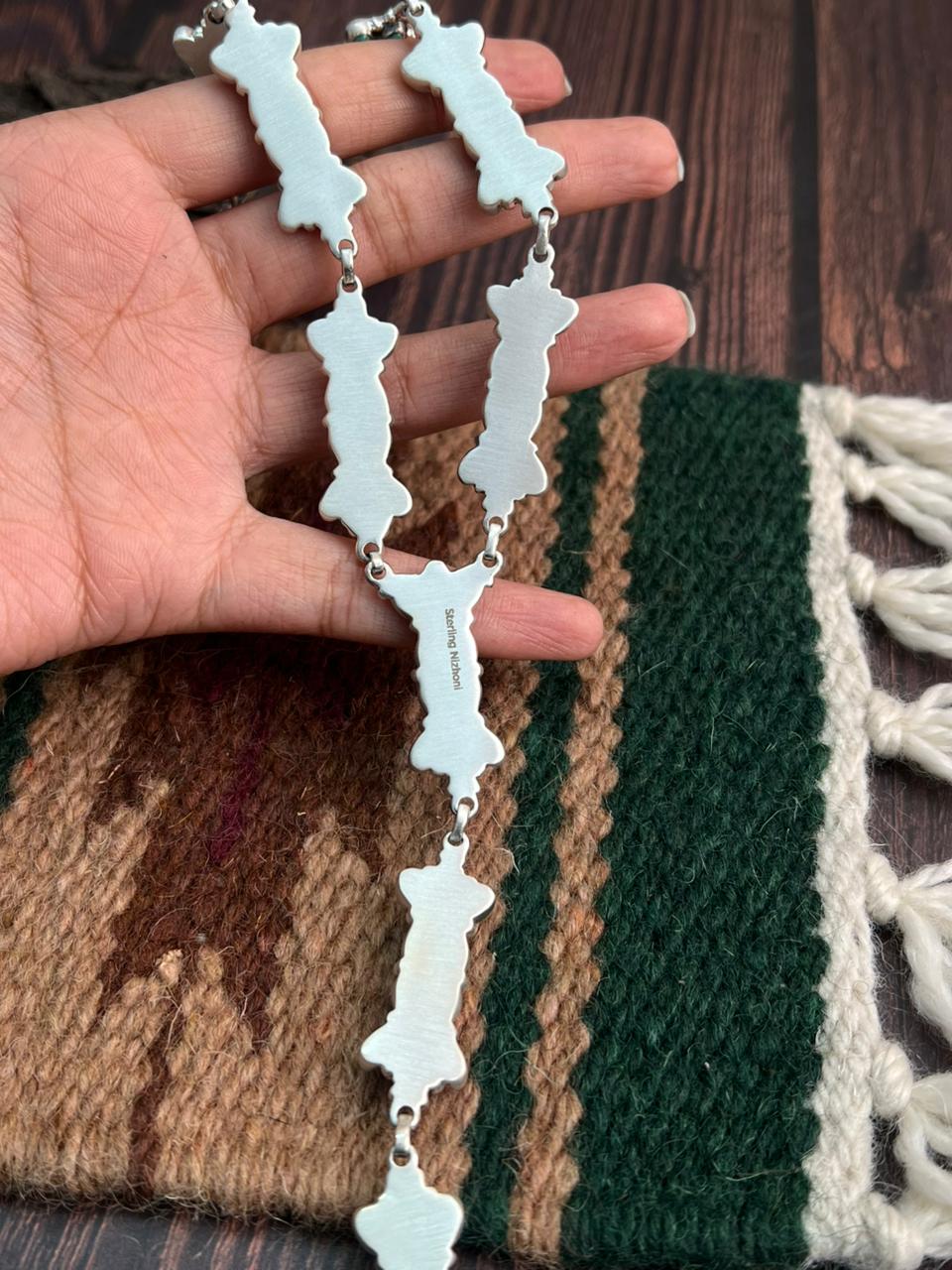 "Heart Collection" Handmade Sterling Silver Kingman Turquoise Necklace "Signed Nizhoni"