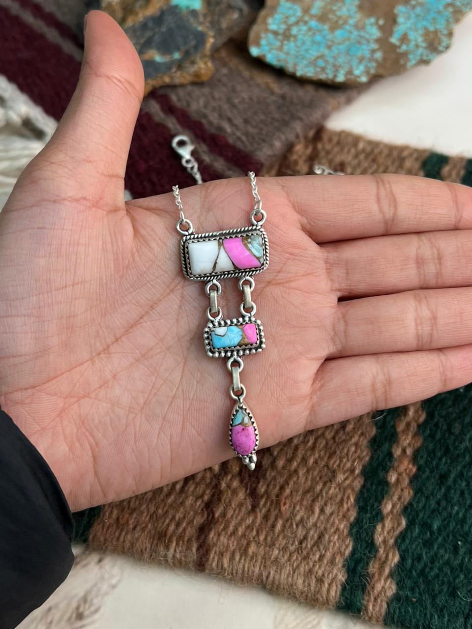 Handmade Sterling Silver Cotton Candy Necklace "Signed Nizhoni"