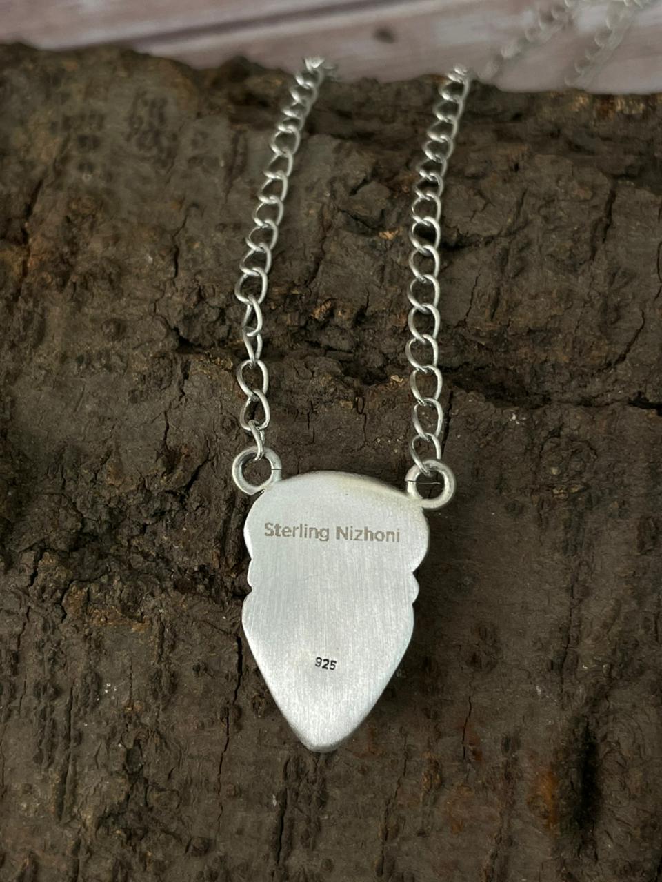 Handmade Sterling Silver Golden Hills Turquoise with Sonoran Mountain Turquoise Necklace "Signed Nizhoni"