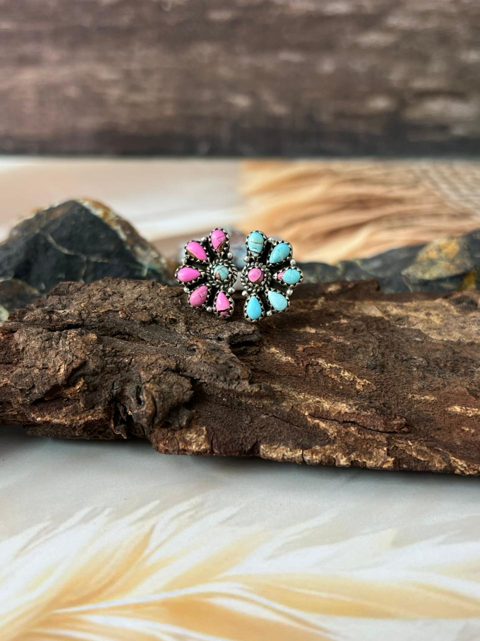 Handmade Sterling Silver Cotton Candy Adjustable Ring "Signed Nizhoni"