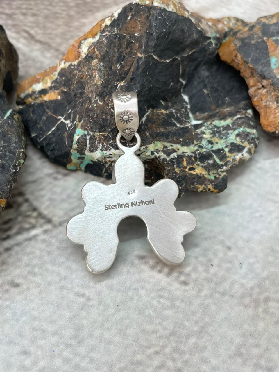 Handmade Sterling Silver Palomino with White Water Pendant "Signed Nizhoni"