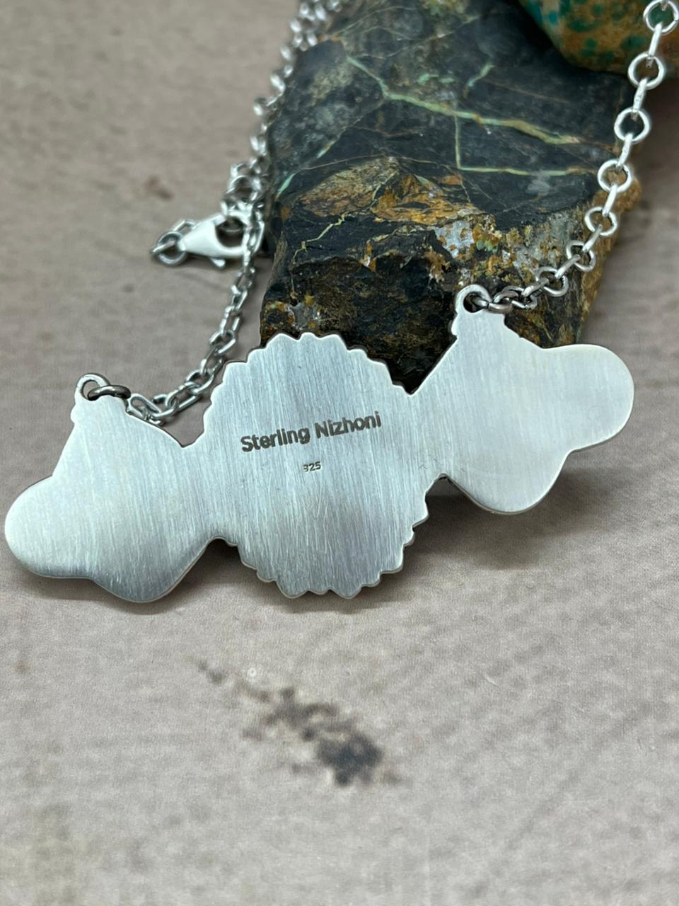 Handmade Sterling Silver Golden Hills with White Collection Necklace "Signed Nizhoni"