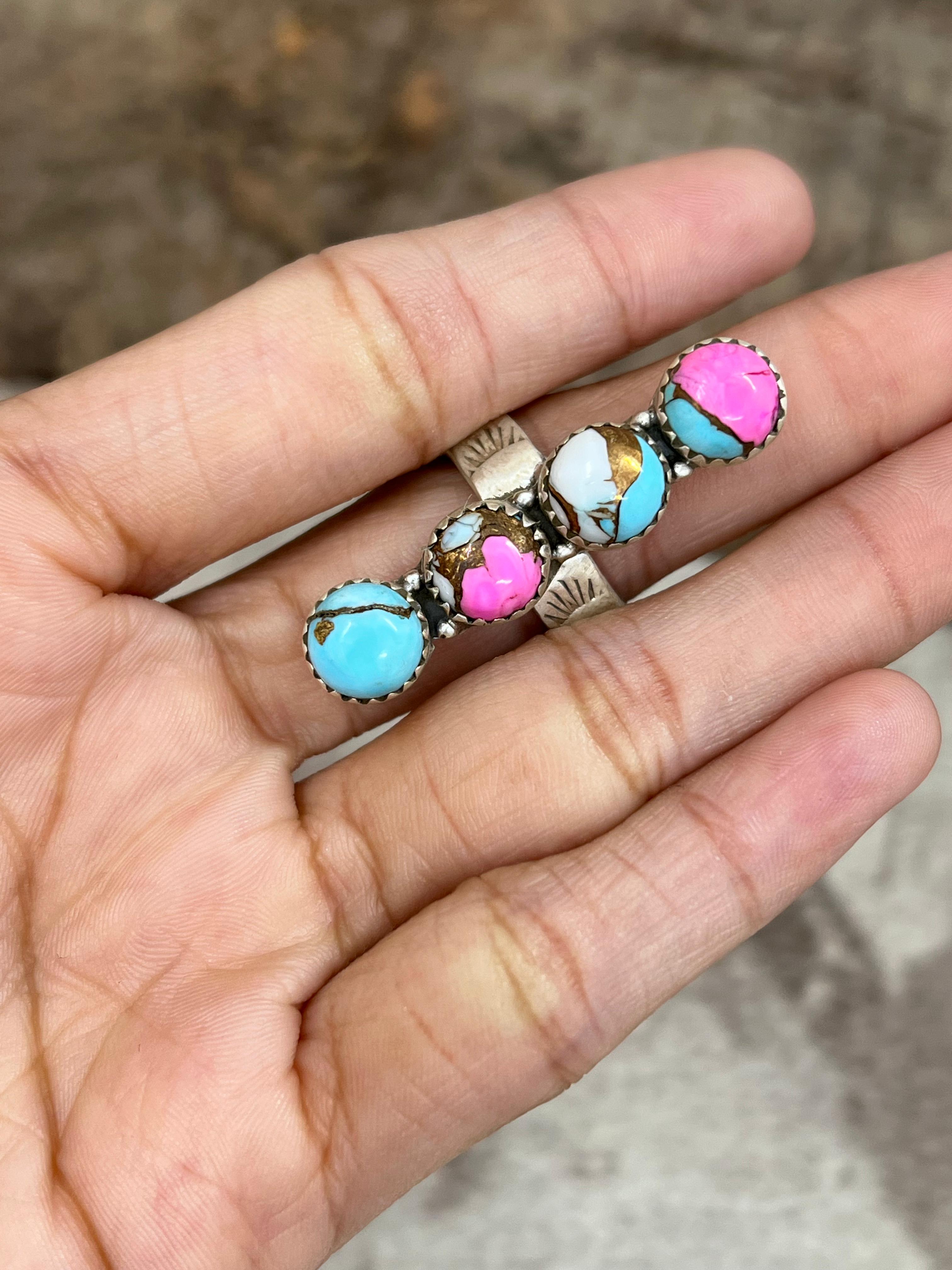 Handmade Sterling Silver Cotton Candy Adjustable Ring Signed Nizhoni (7)