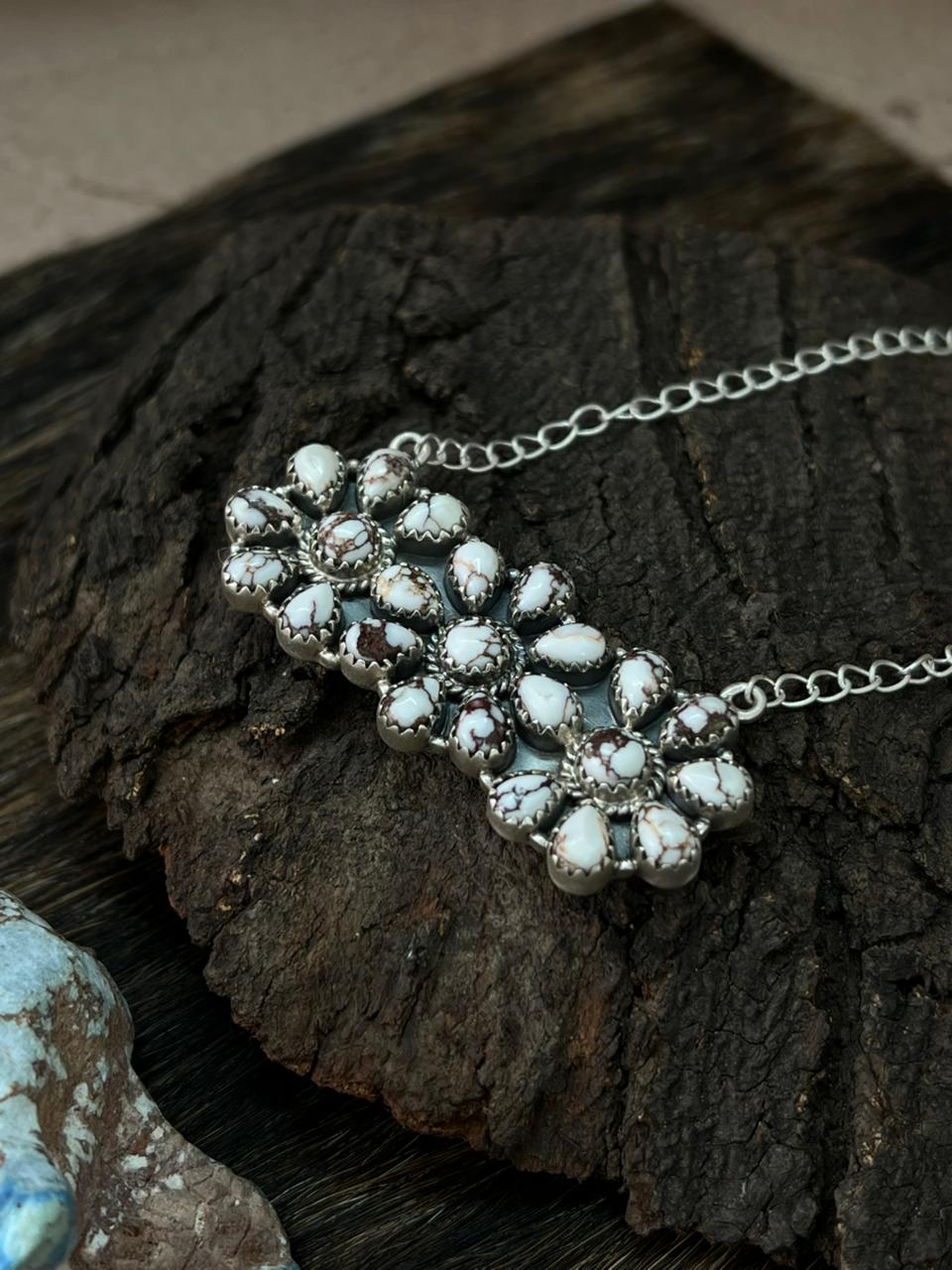 Handmade Sterling Silver Wildhorse Magnesite Necklace "Signed Nizhoni"