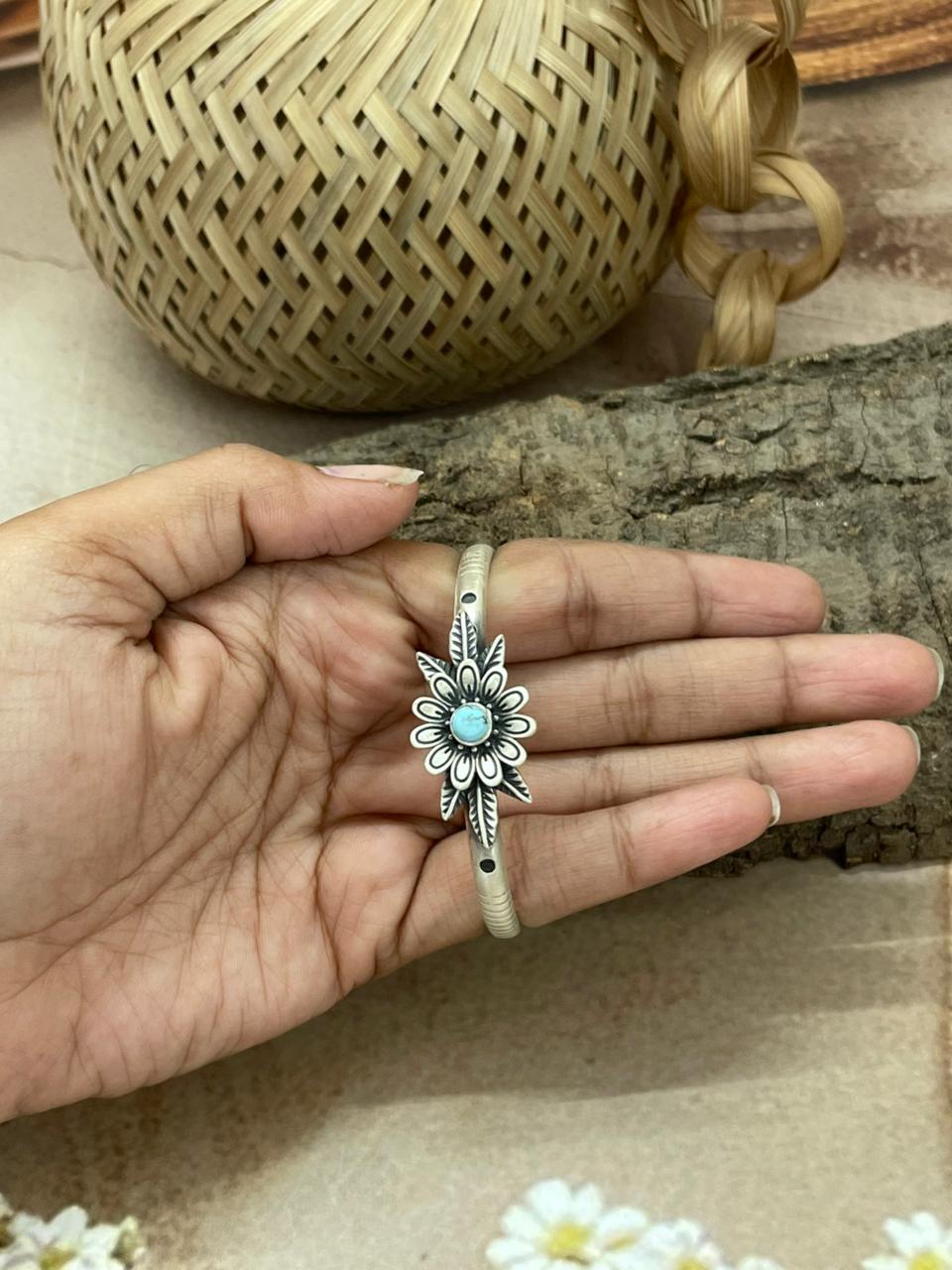 Handmade Sterling Silver Golden Hills Turquoise Cuff Bracelet with Signed Nizhoni