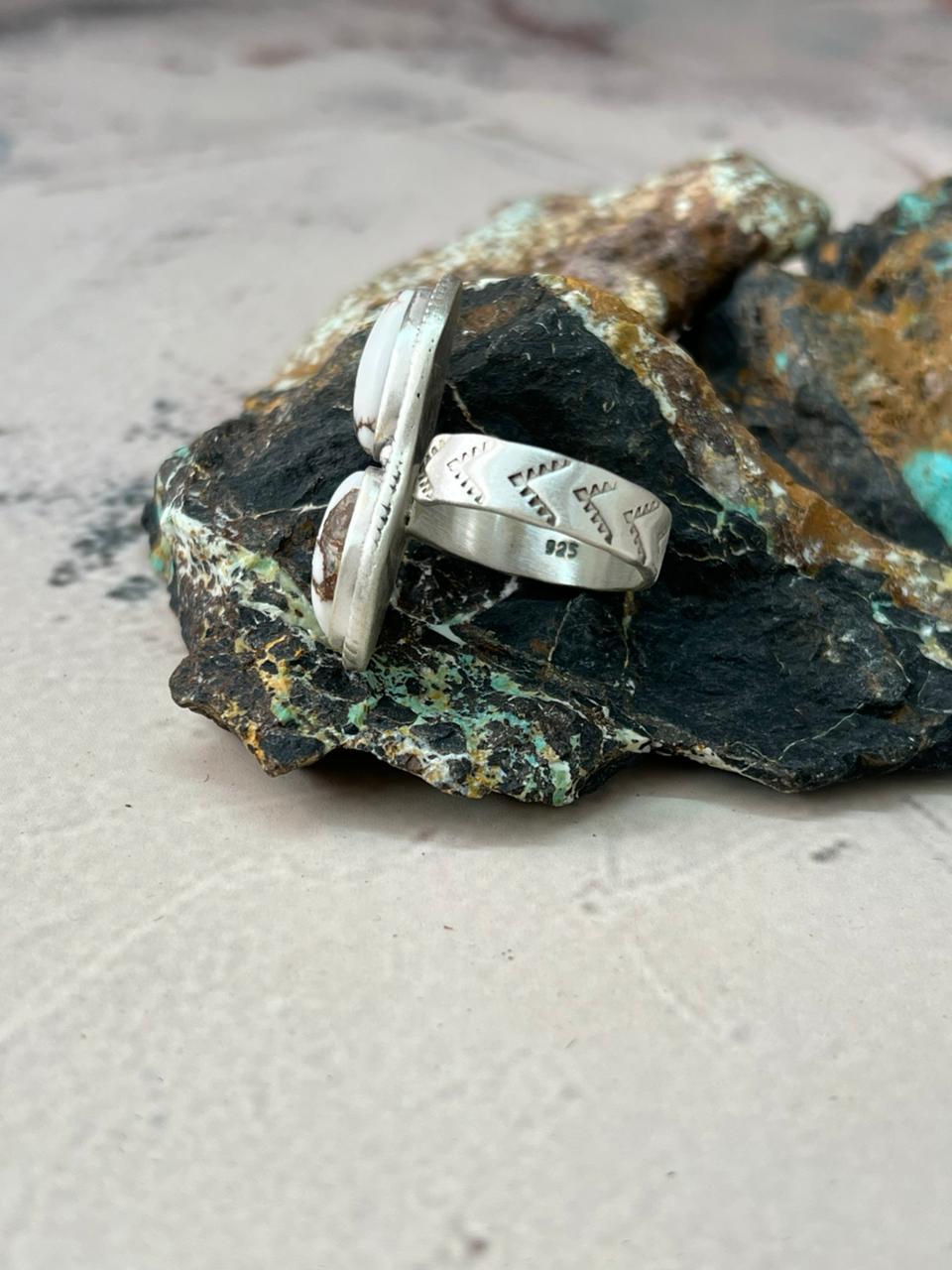 Handmade Sterling Silver Wildhorse Magnesite Adjustable Ring "Signed Nizhoni"