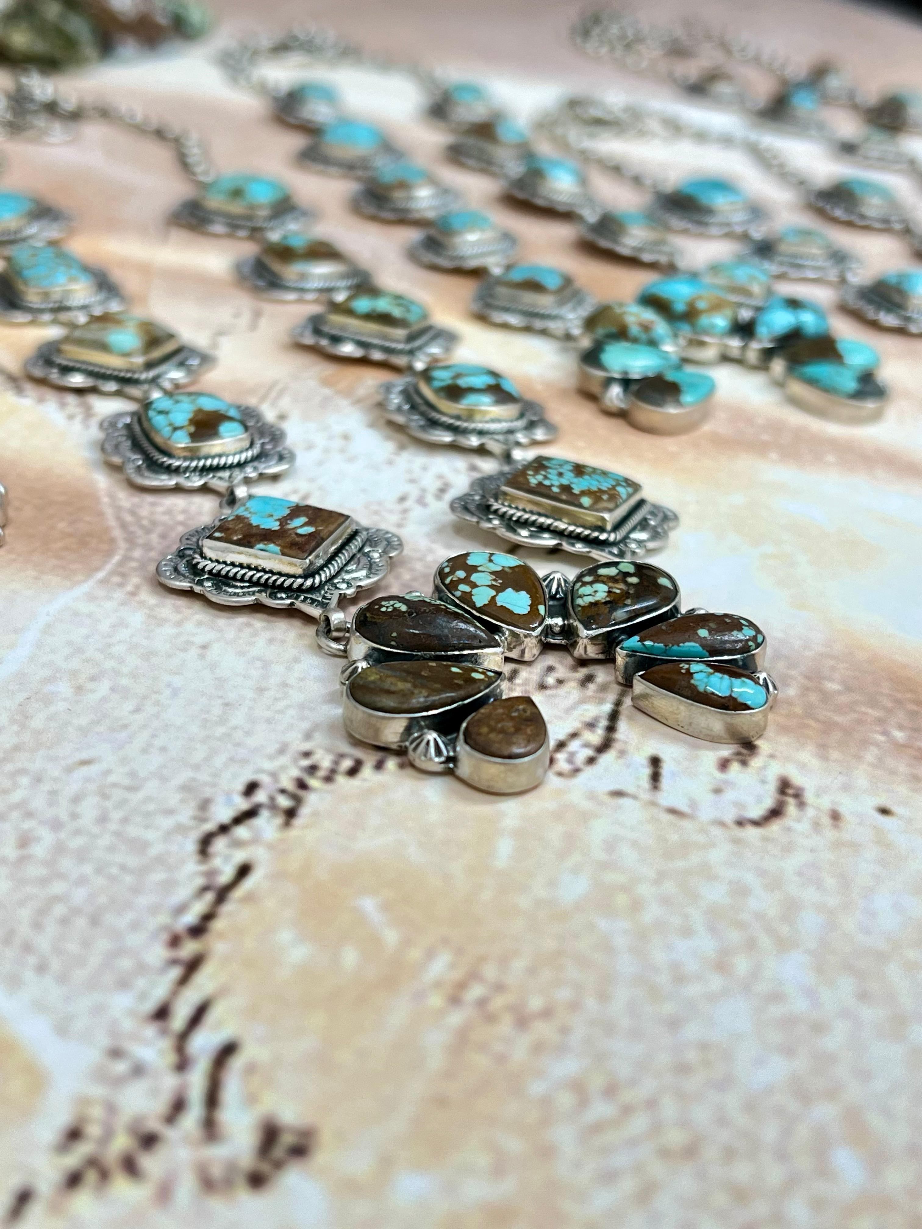 Handmade Sterling Silver Number 8 Turquoise Naja Necklace Signed Nizhoni