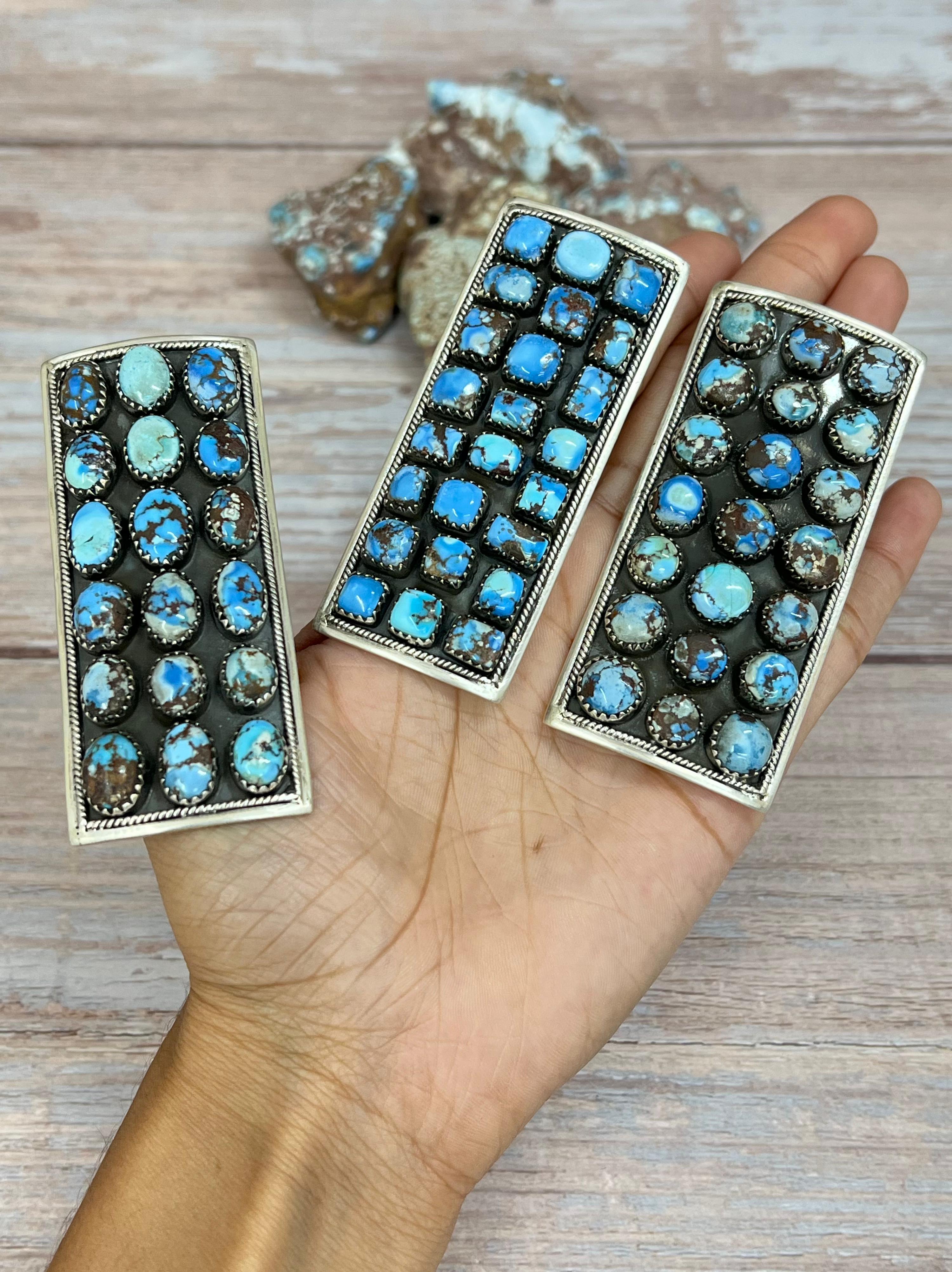 Handmade Sterling Silver Golden Hills Turquoise Adjustable Ring With Signed Nizhoni