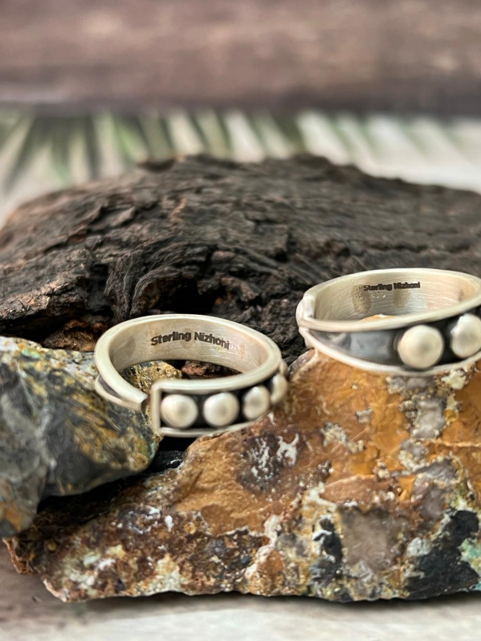 Handmade Sterling Silver 4MM, 5MM Adjustable Ring " Signed Nizhoni"
