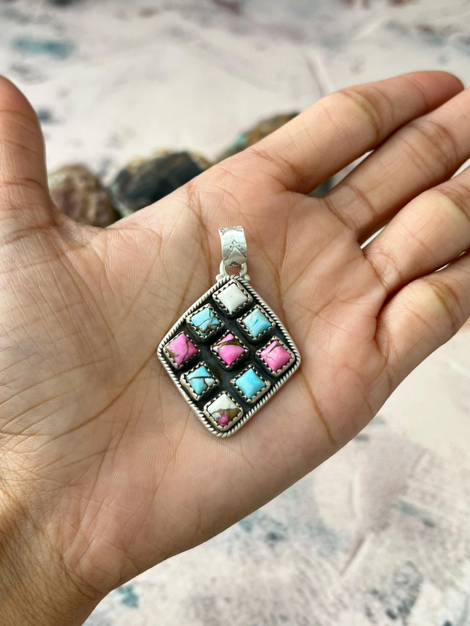 Handmade Sterling Silver Cotton Candy Pendant "Signed Nizhoni"