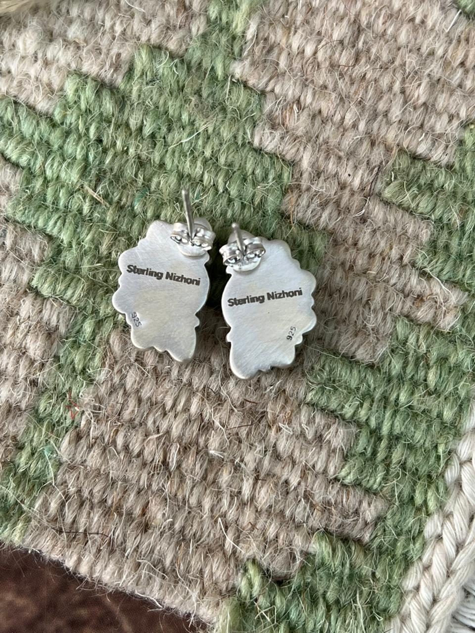 Handmade Sterling Silver Cotton Candy Post Studs Earrings "Signed Nizhoni"