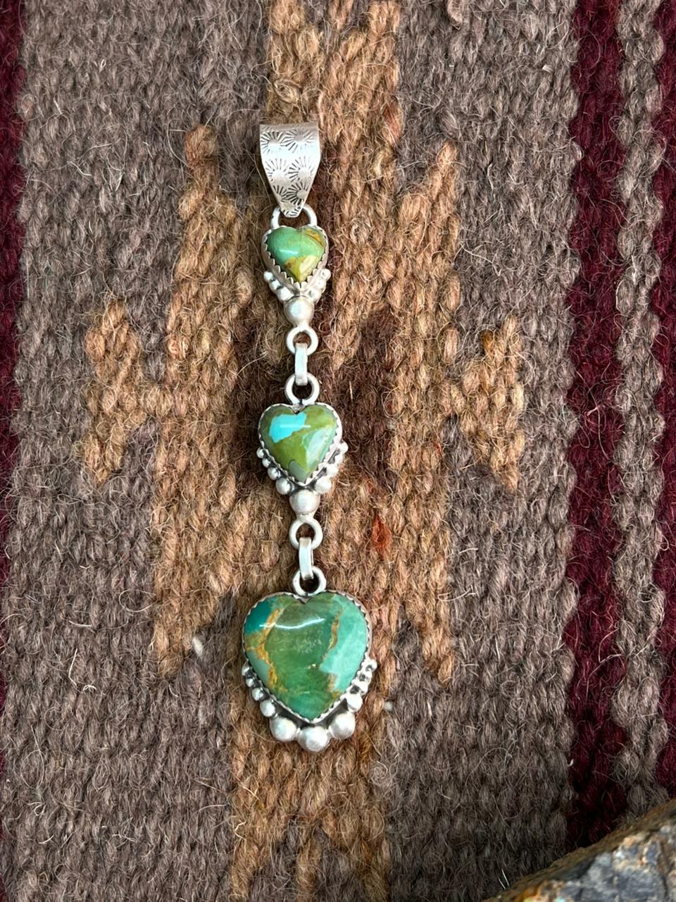 Handmade Sterling Silver Kingman Turquoise Pendant "Signed Nizhoni"