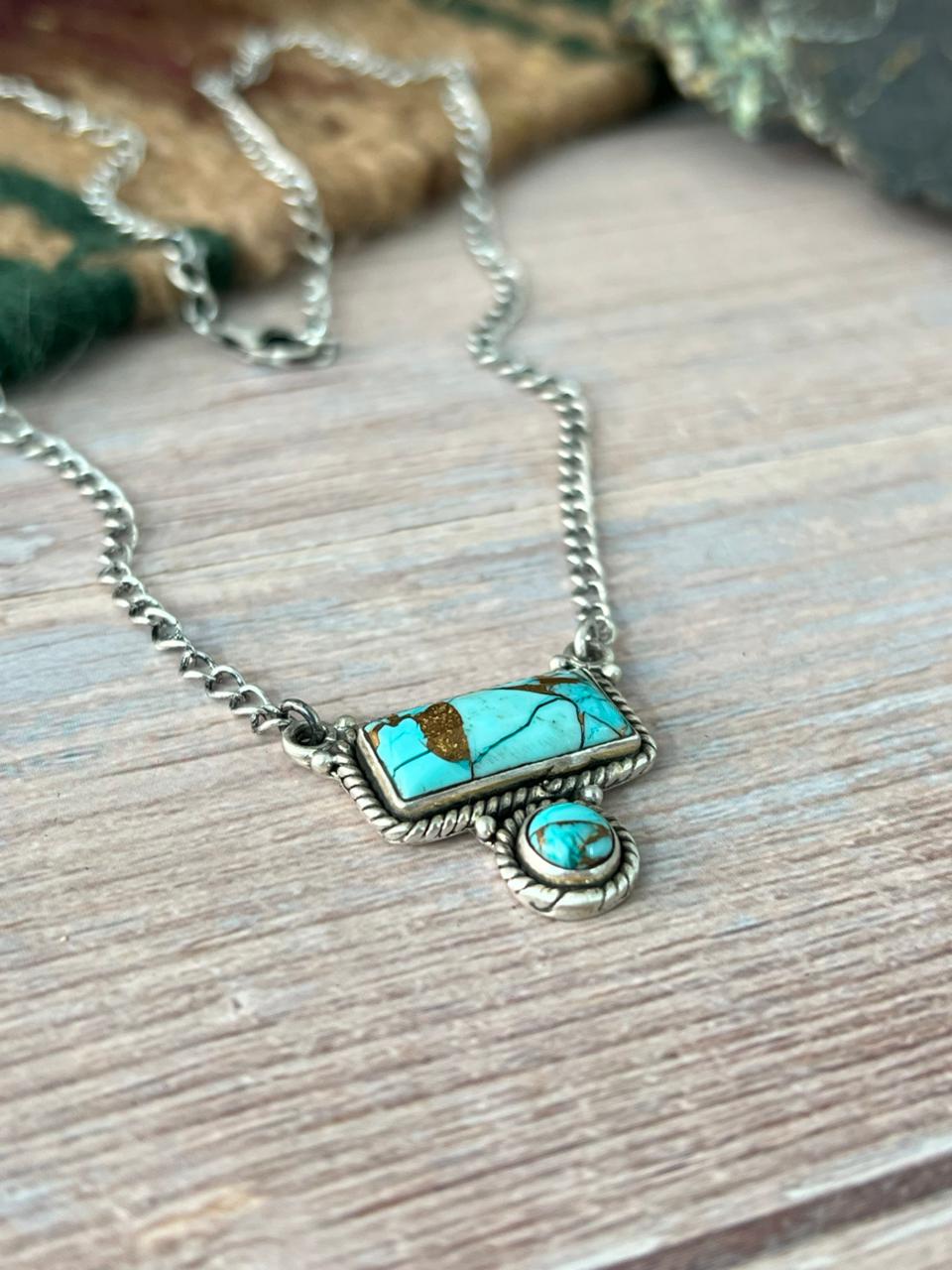 Handmade Sterling Silver Mint Dahlia Collection: Necklace "Signed Nizhoni"