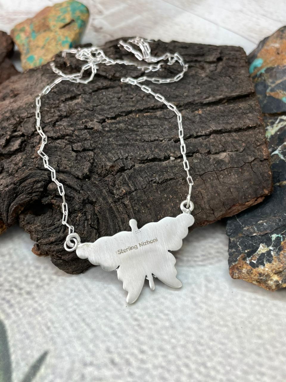 Handmade Sterling Silver Butterfly Necklace "Signed Nizhoni"