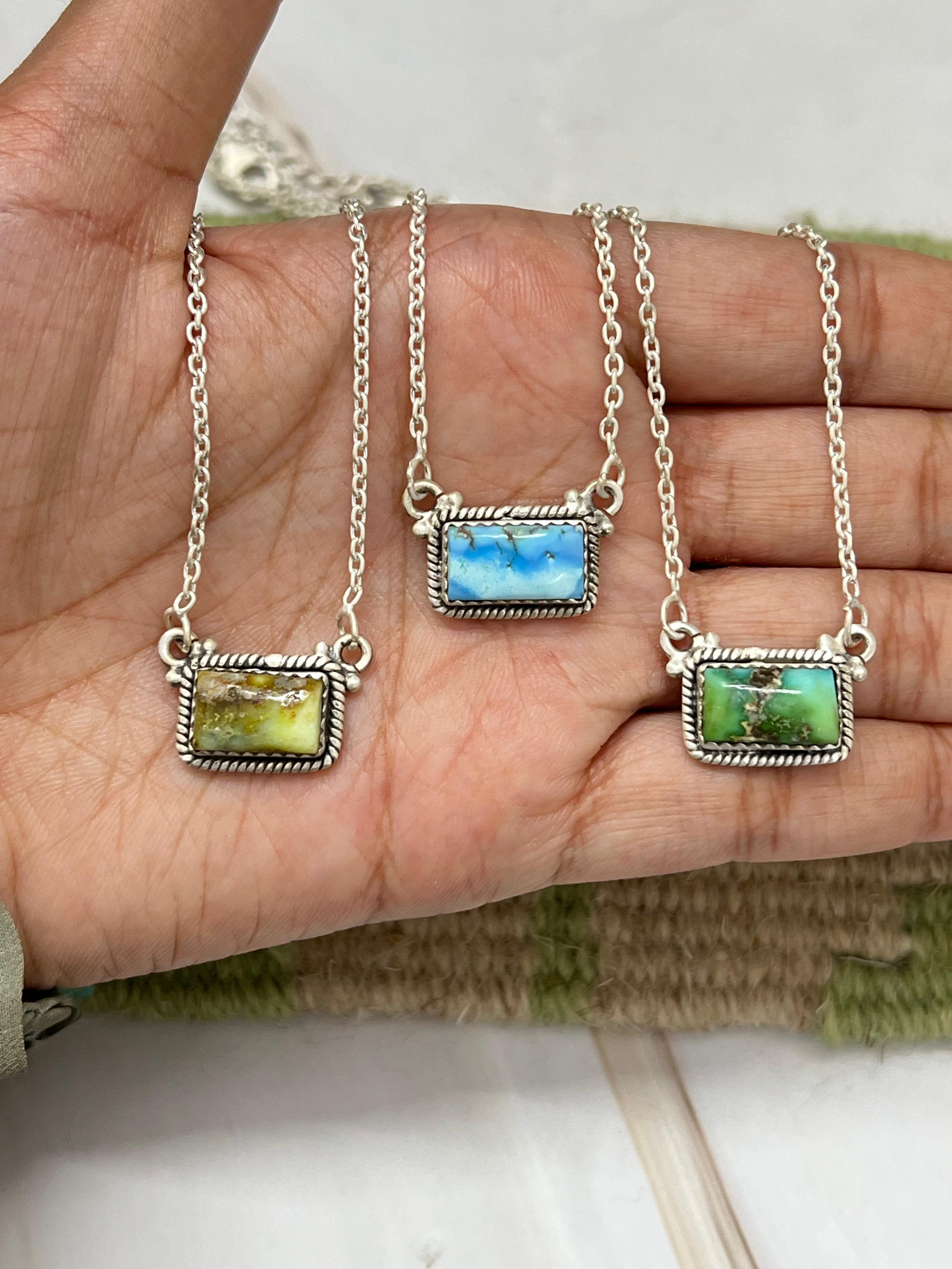 Handmade Sterling Silver Multi Stone Necklace with Signed Nizhoni