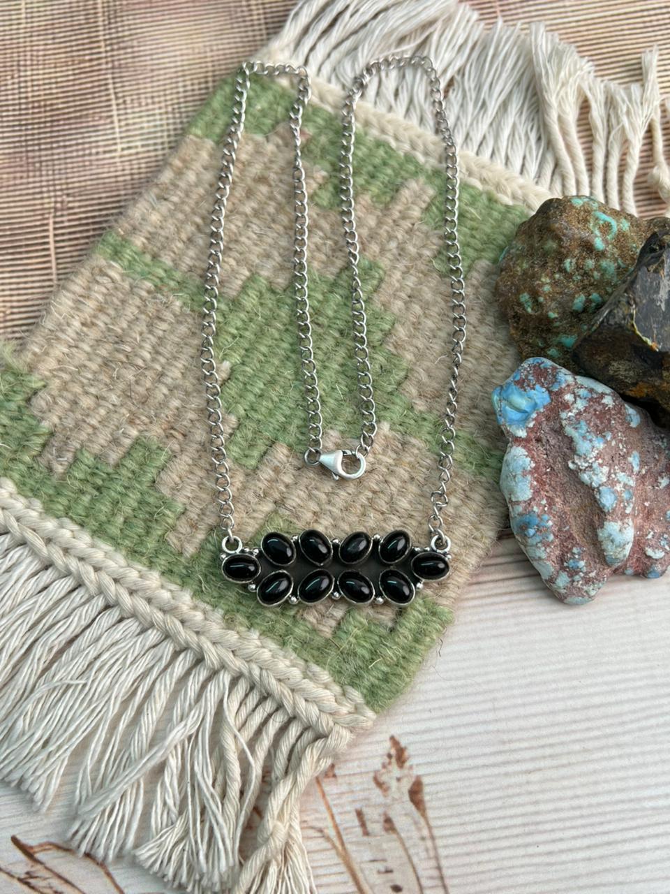 Handmade Sterling Silver Black Onyx Necklace "Signed Nizhoni"