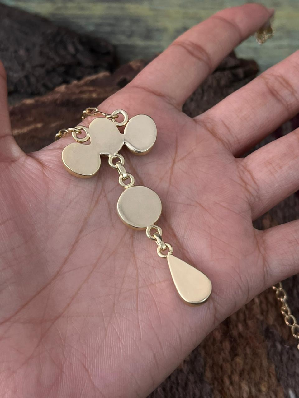 The Golden Collection Handmade Number 8 Turquoise with Gold Drop Necklace