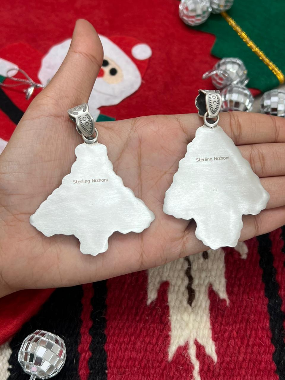 "Christmas Collection" Handmade Sterling Silver Hot Pink Pendant "Signed Nizhoni"