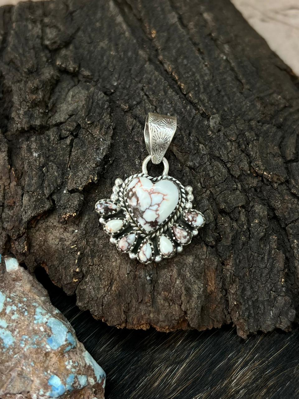 Handmade Sterling Silver Wildhorse Magnesite Pendant "Signed Nizhoni"