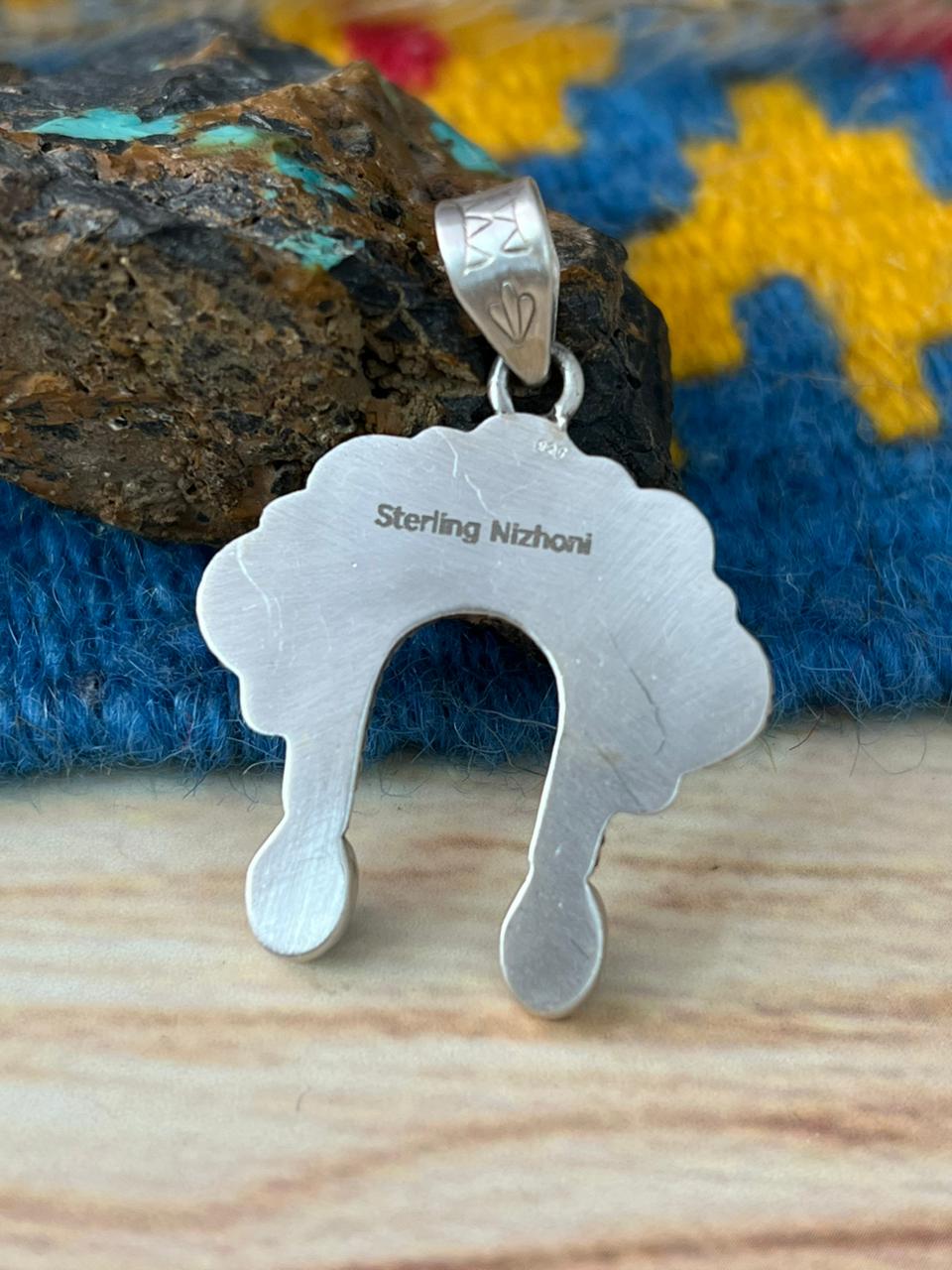 Handmade Sterling Silver White Buffalo Pendant "Signed Nizhoni"