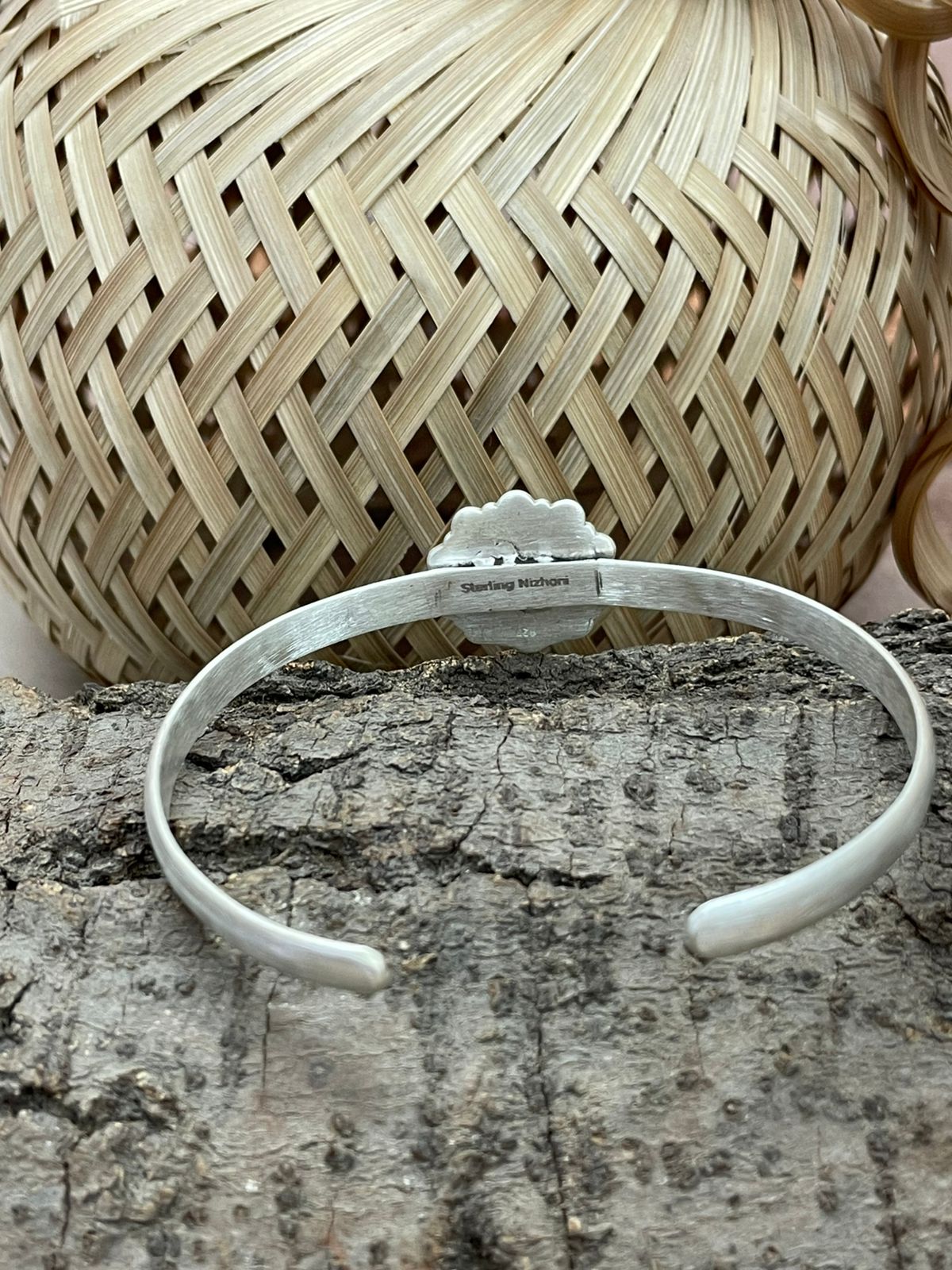 Handmade Sterling Silver Palomino Turquoise Cuff Bracelet with Signed Nizhoni