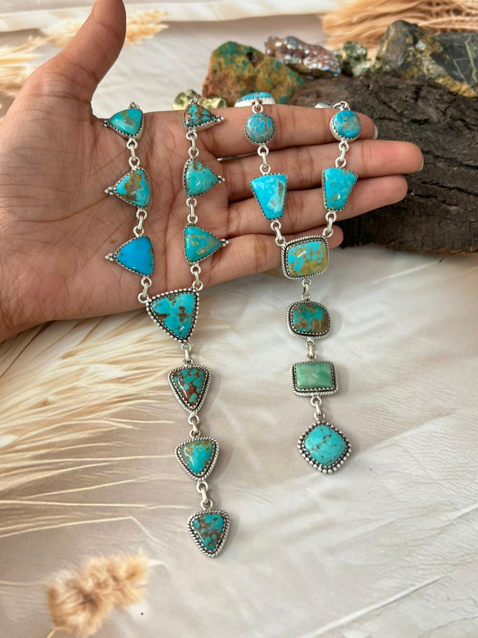 Handmade Sterling Silver Blue Turquoise Necklace "Signed Nizhoni"