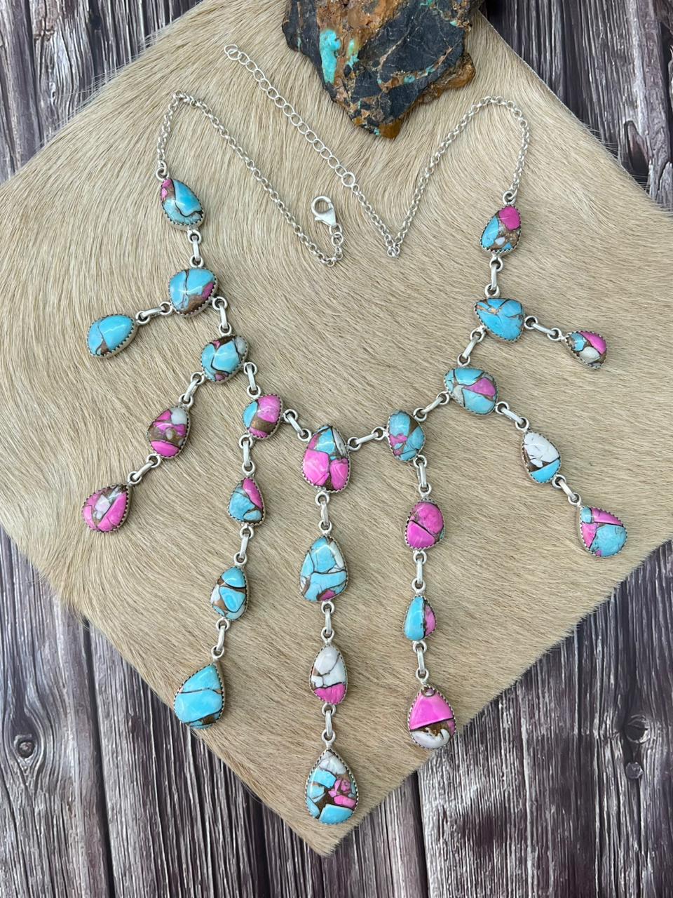 Handmade Sterling Silver Cotton Candy Necklace "Signed Nizhoni"