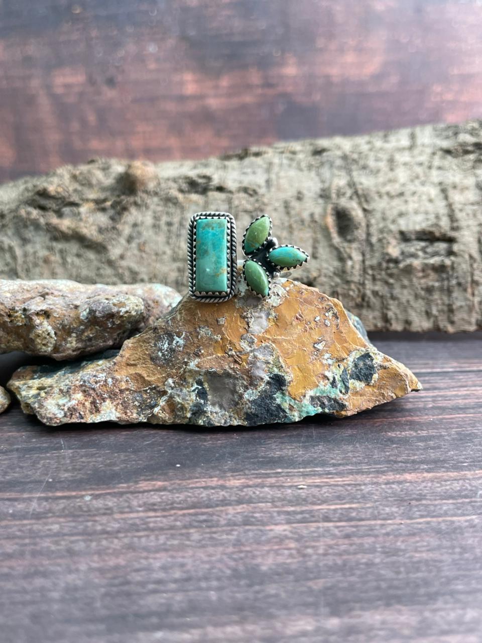 Handmade Sterling Silver Kingman Turquoise Adjustable Ring "Signed Nizhoni"