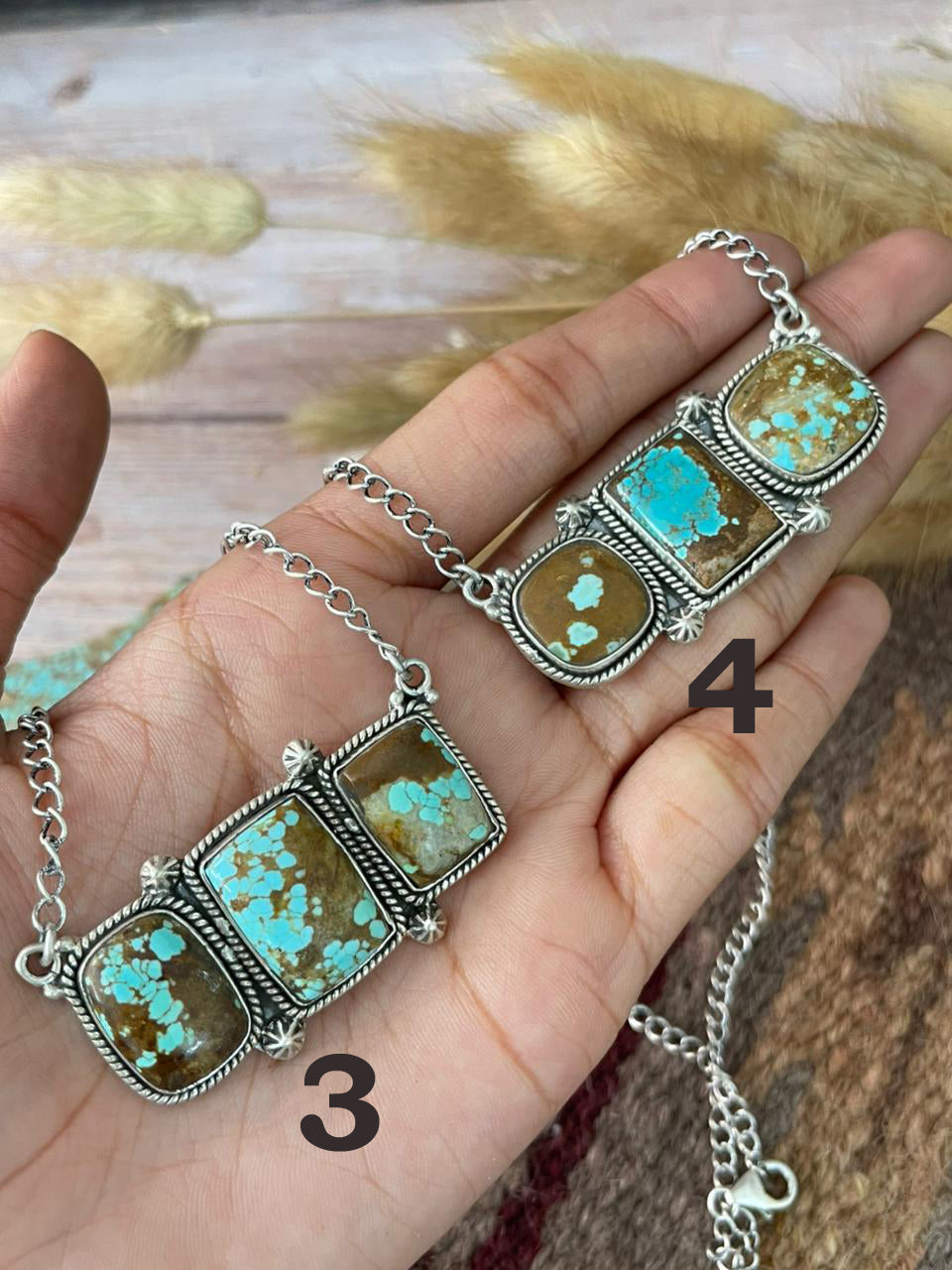 Handmade Sterling Silver Number 8 Turquoise Necklace "Signed Nizhoni"