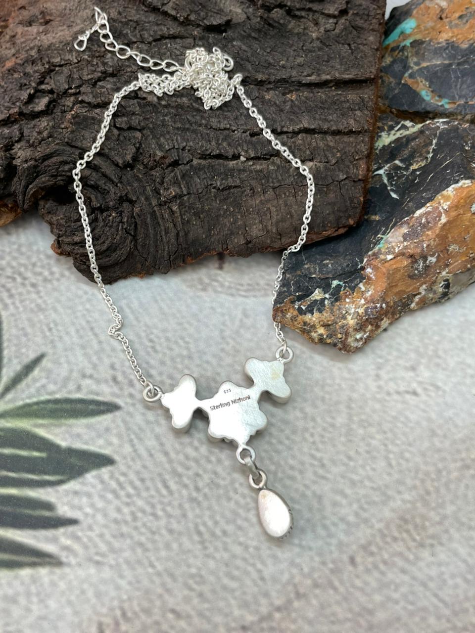 Handmade Sterling Silver Kingman Turquoise Necklace "Signed Nizhoni"