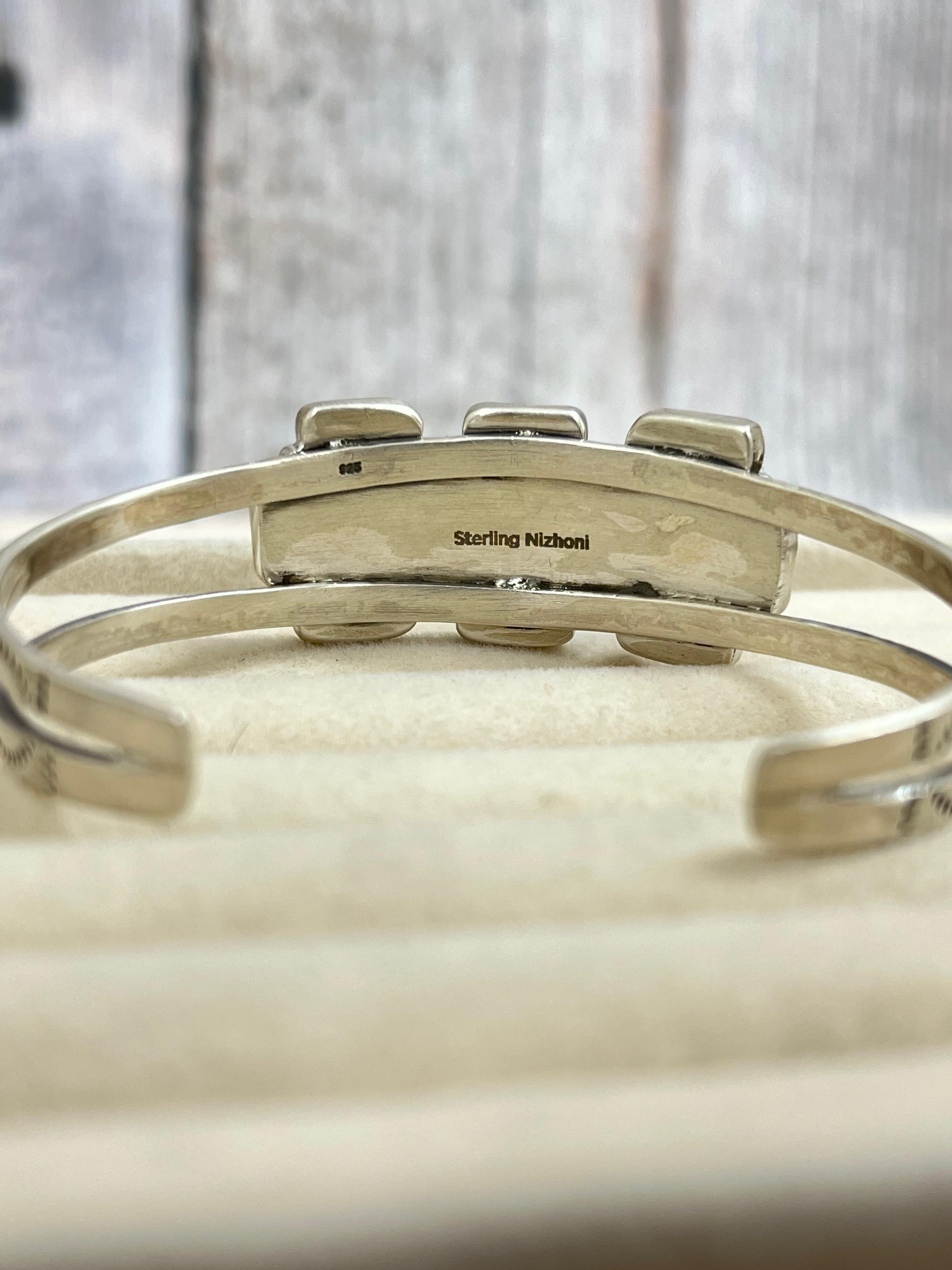 Christmas Collection Handmade Sterling Silver Coral with Peridot Bracelet with Signed Nizhoni