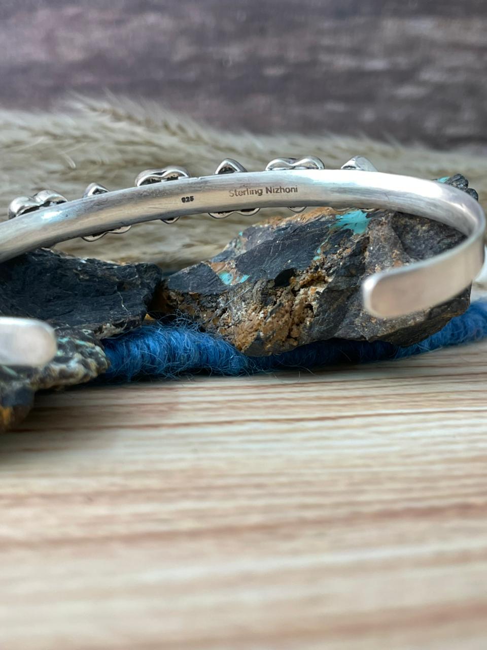 Handmade Sterling Silver Black Onyx Cuff Bracelet "Signed Nizhoni"
