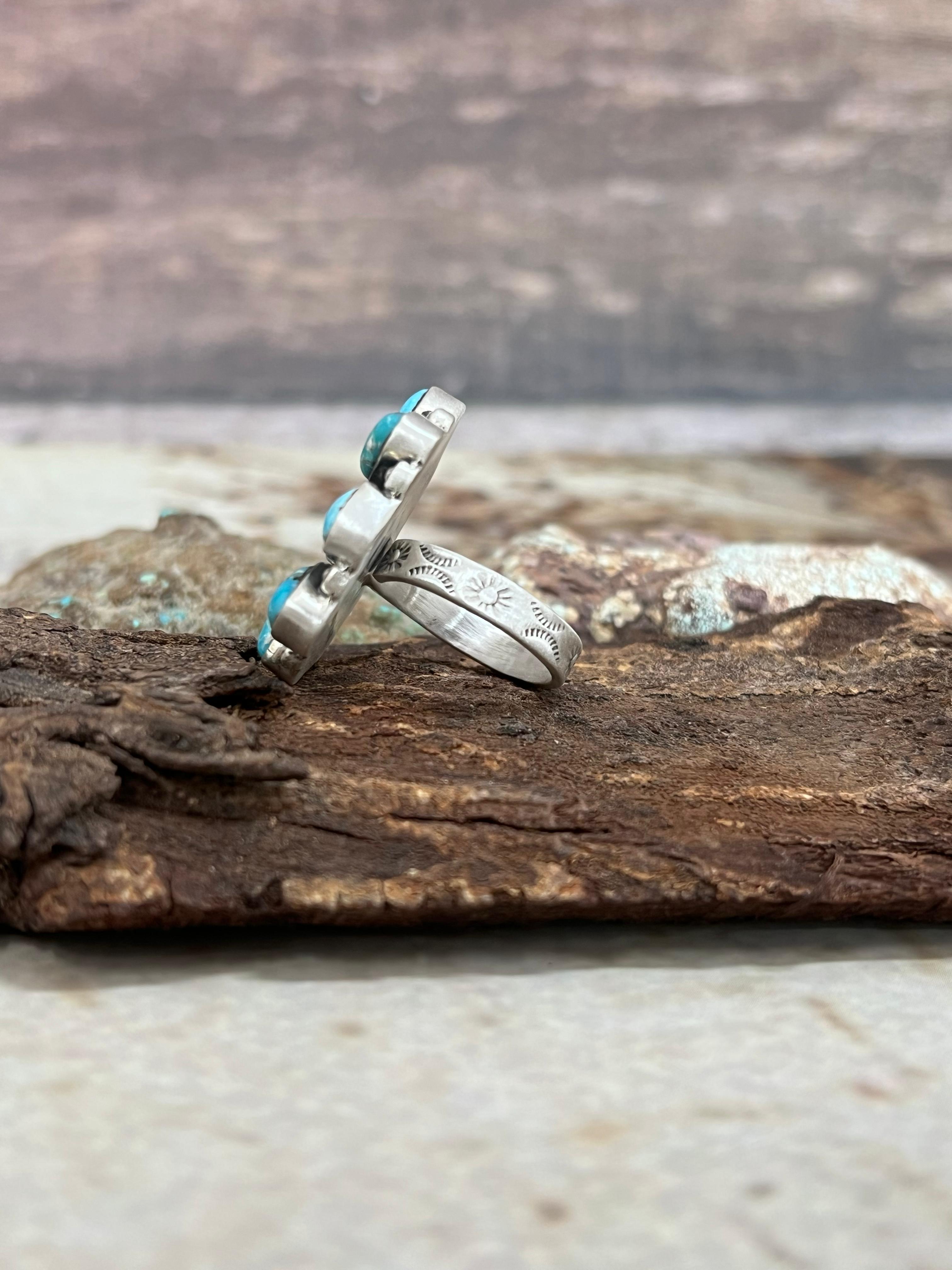 Handmade Sterling Silver White Water Turquoise Studs Signed Nizhoni